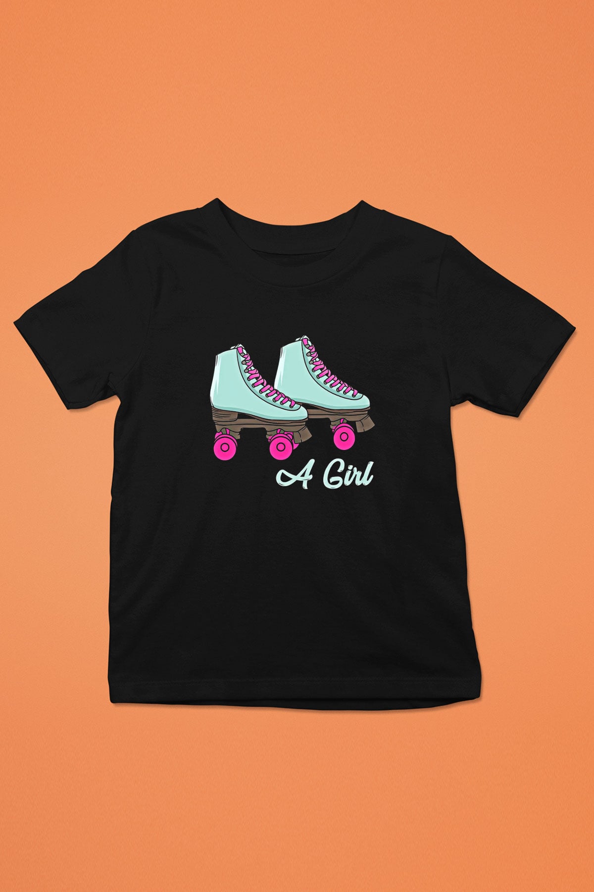 Paten Baskılı Unisex Siyah Çocuk Tİşörtü - Tshirt