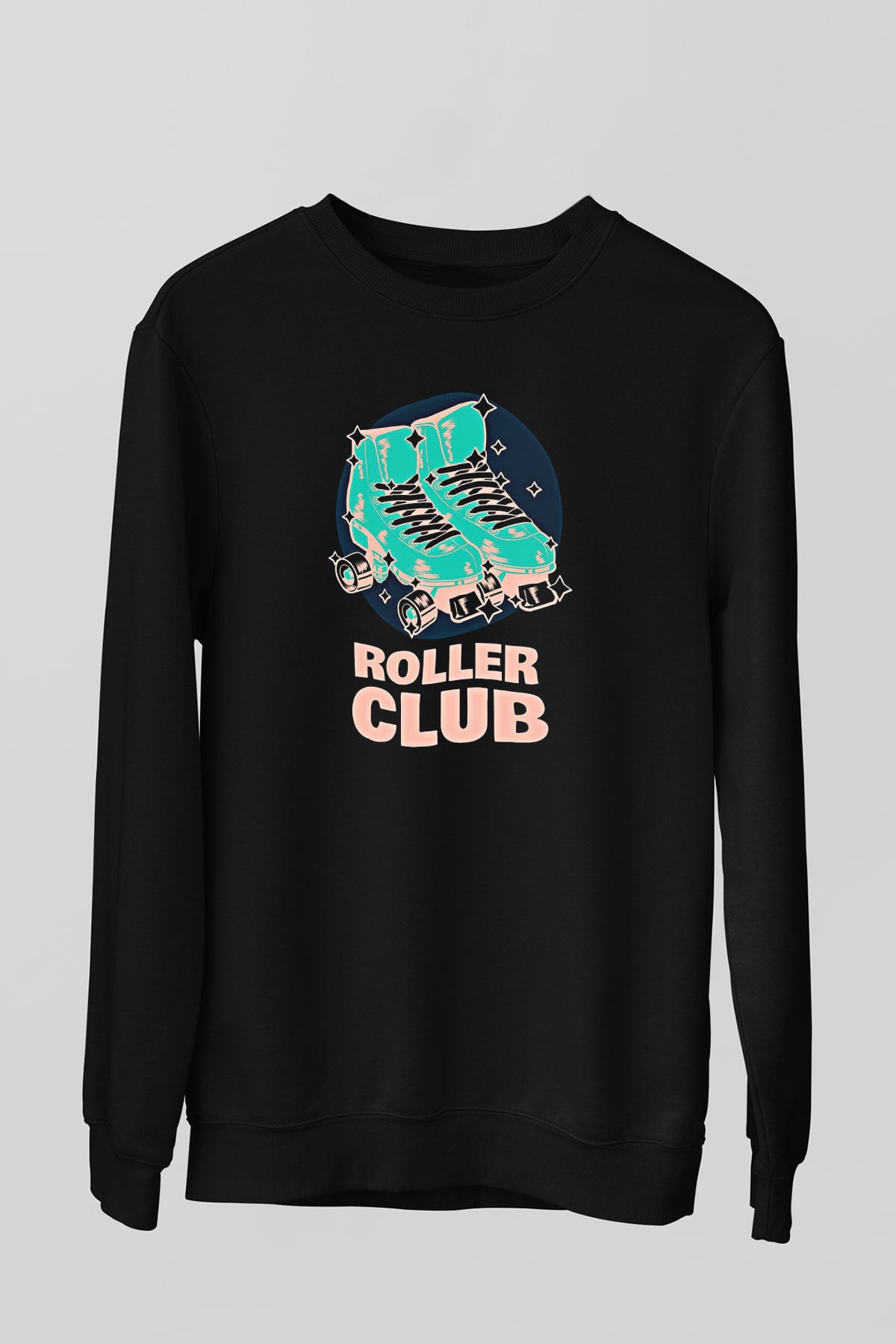 Paten Baskılı Unisex Siyah Sweatshirt