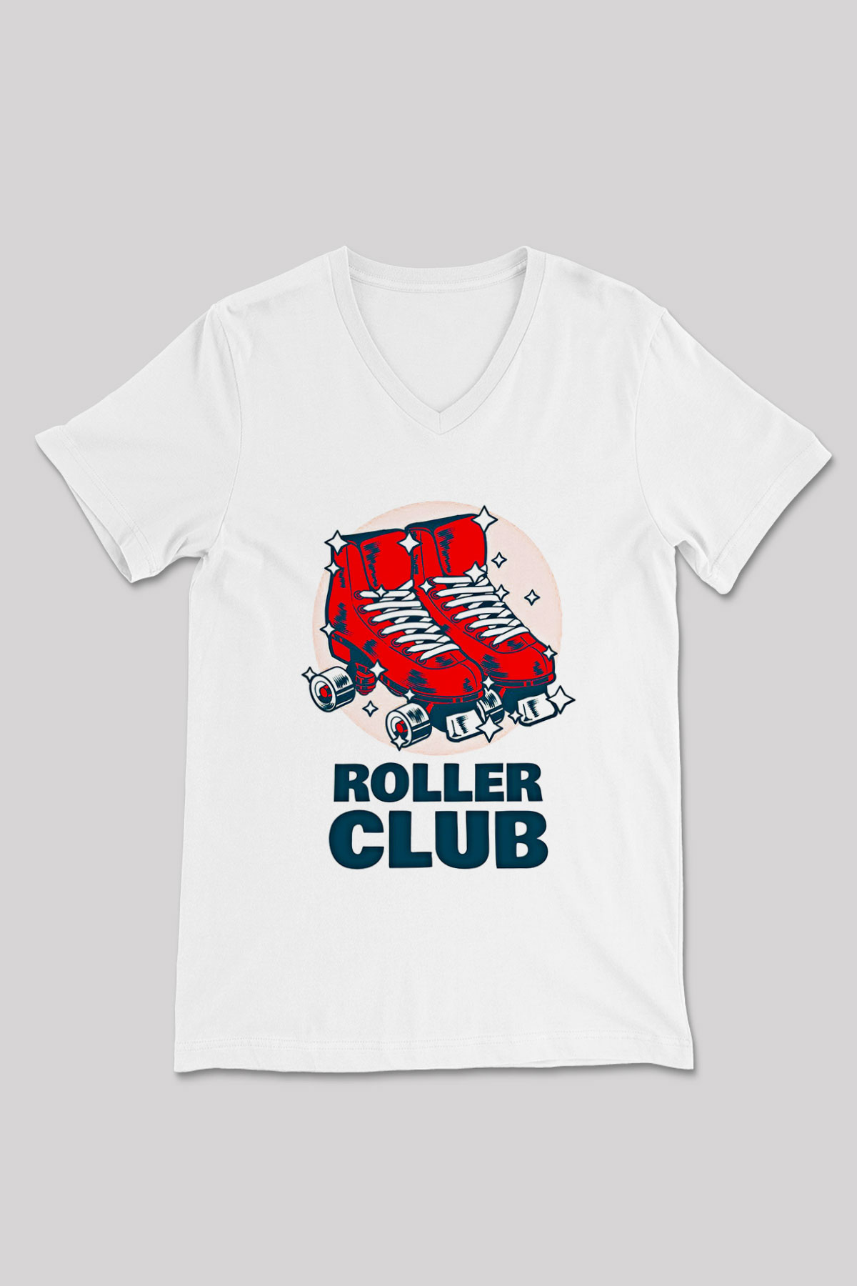 Paten Baskılı Unisex V Yaka Tişört - Tshirt