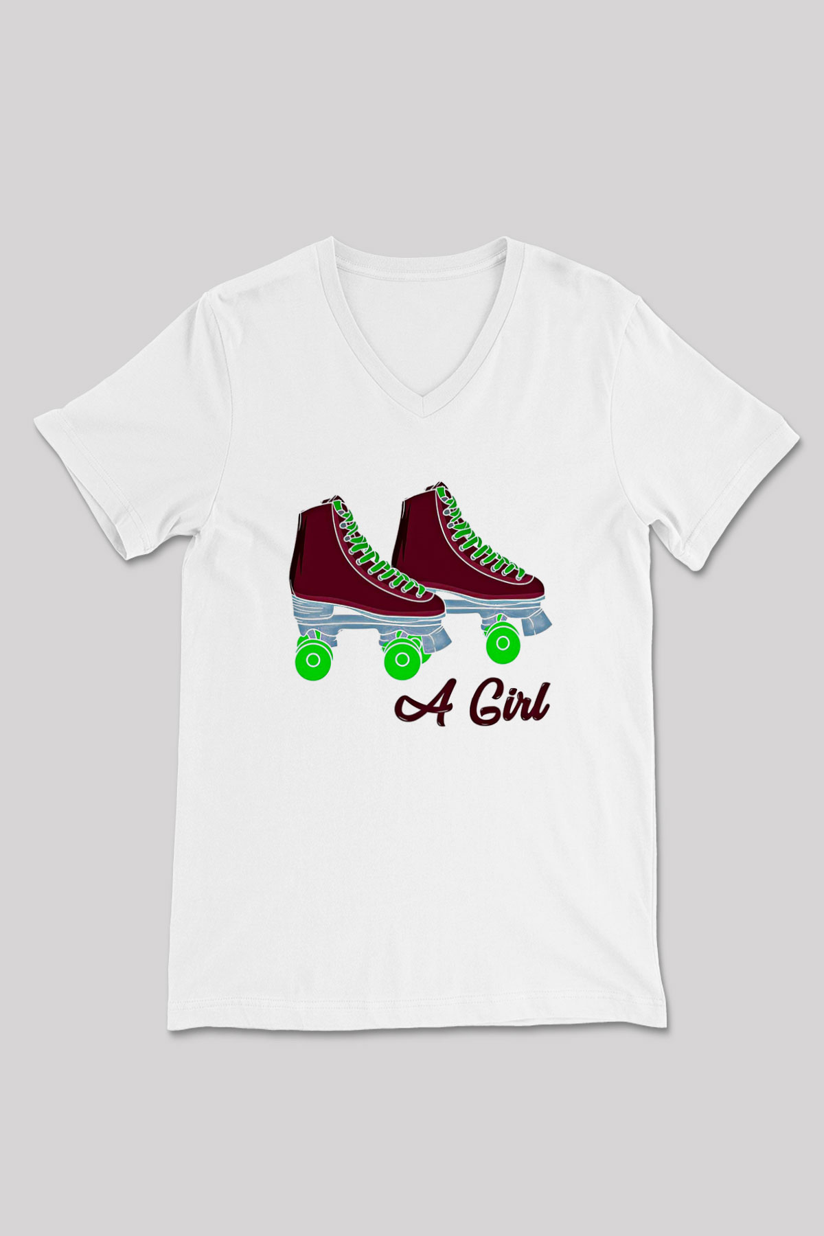 Paten Baskılı Unisex V Yaka Tişört - Tshirt