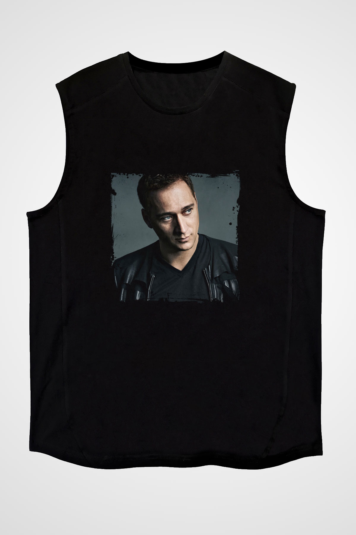 Paul Van Dyk Baskılı Unisex Siyah Kolsuz Tişört