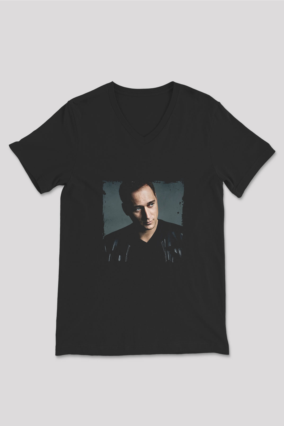 Paul Van Dyk Baskılı Unisex Siyah V Yaka Tişört