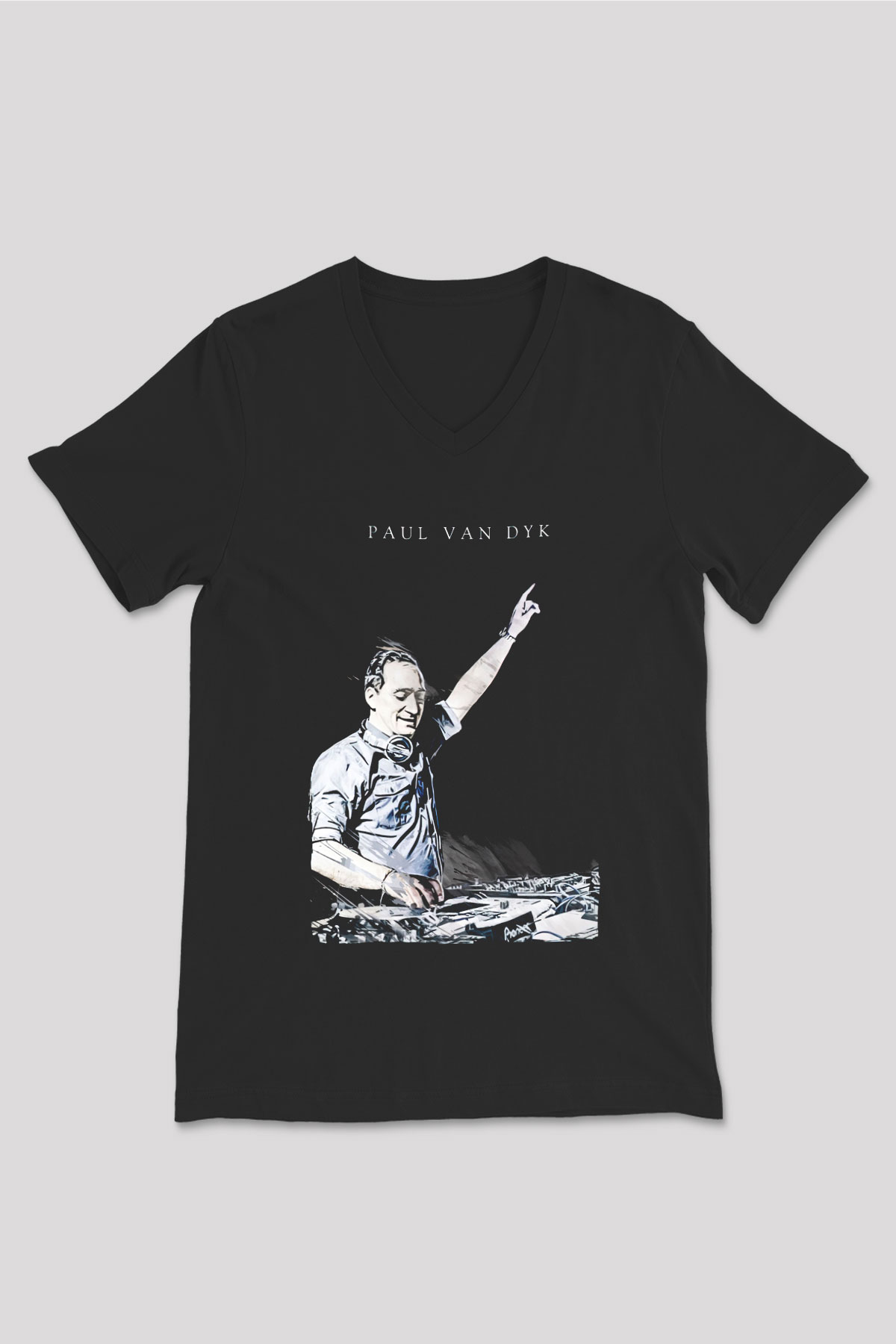 Paul Van Dyk Siyah Unisex V Yaka Tişört