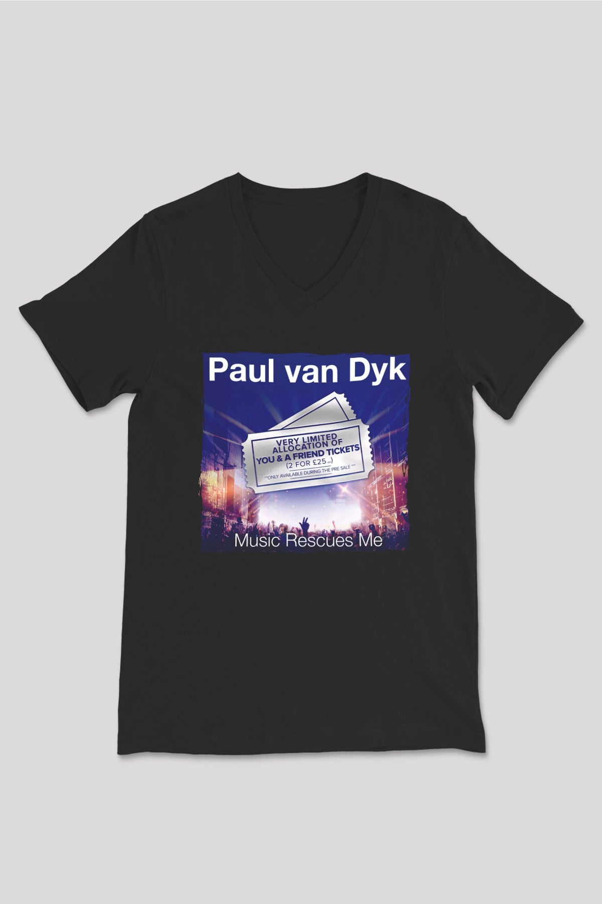 Paul Van Dyk Siyah Unisex V Yaka Tişört