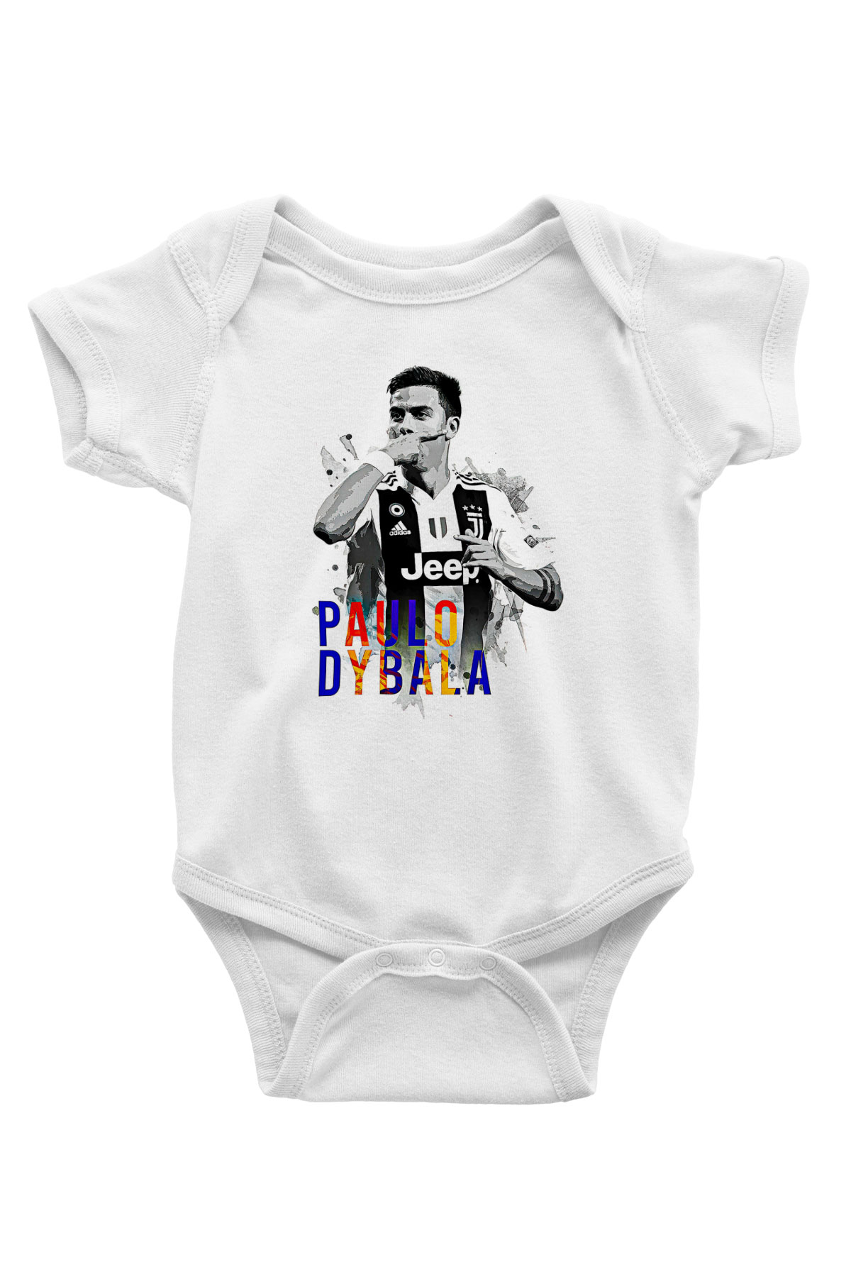 Paulo Dybala Baskılı Beyaz Unisex Bebek Body - Zıbın