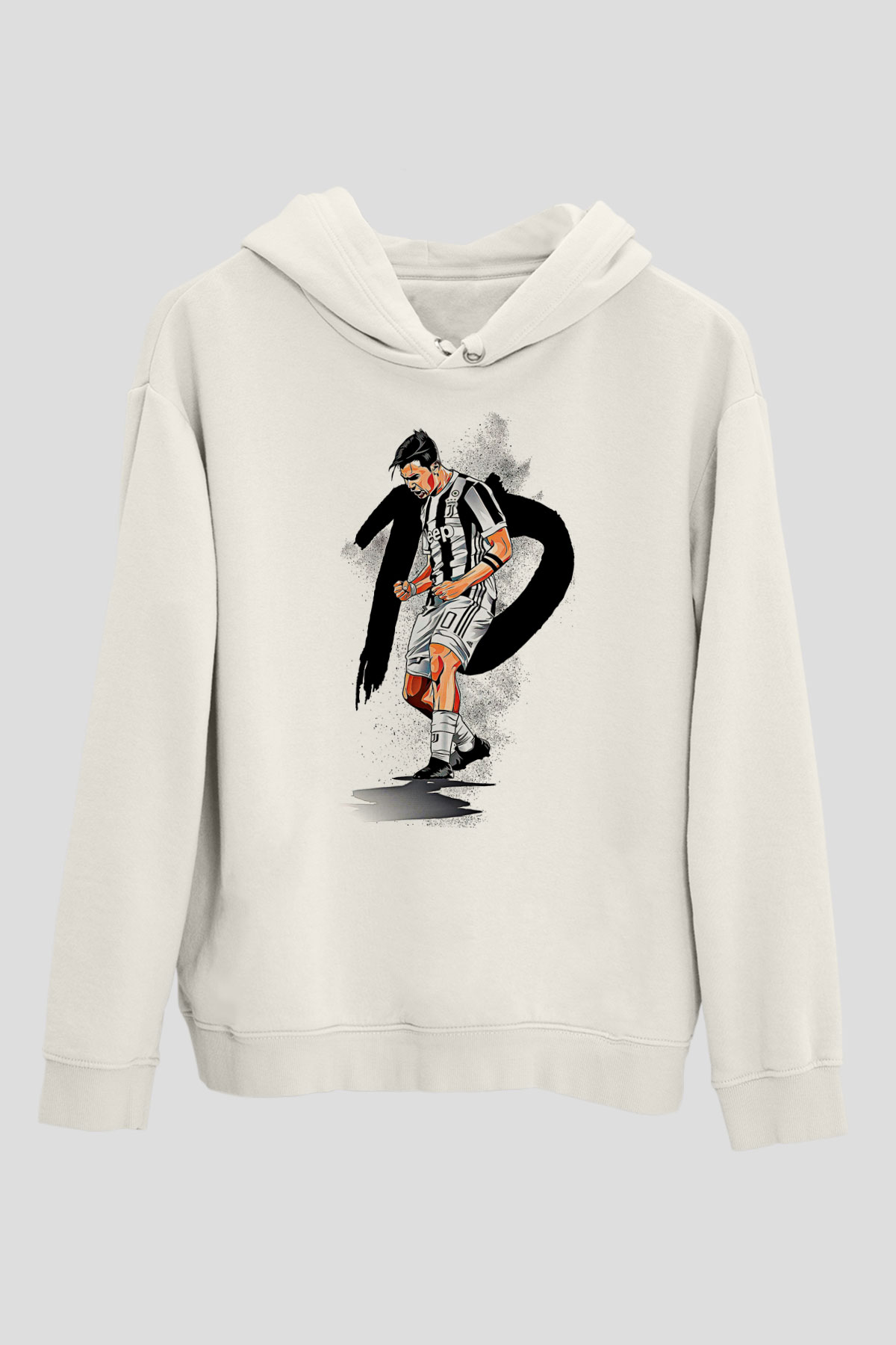 Paulo Dybala Baskılı Beyaz Unisex Kapüşonlu Sweatshirt