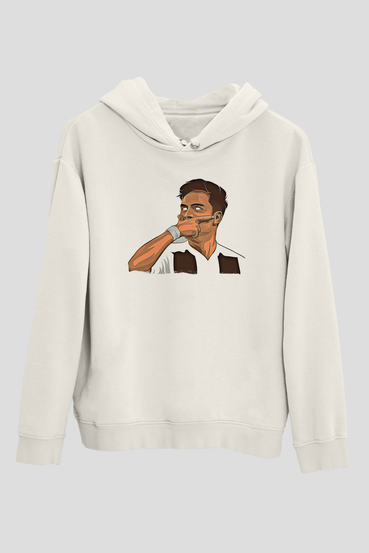 Paulo Dybala Baskılı Beyaz Unisex Kapüşonlu Sweatshirt