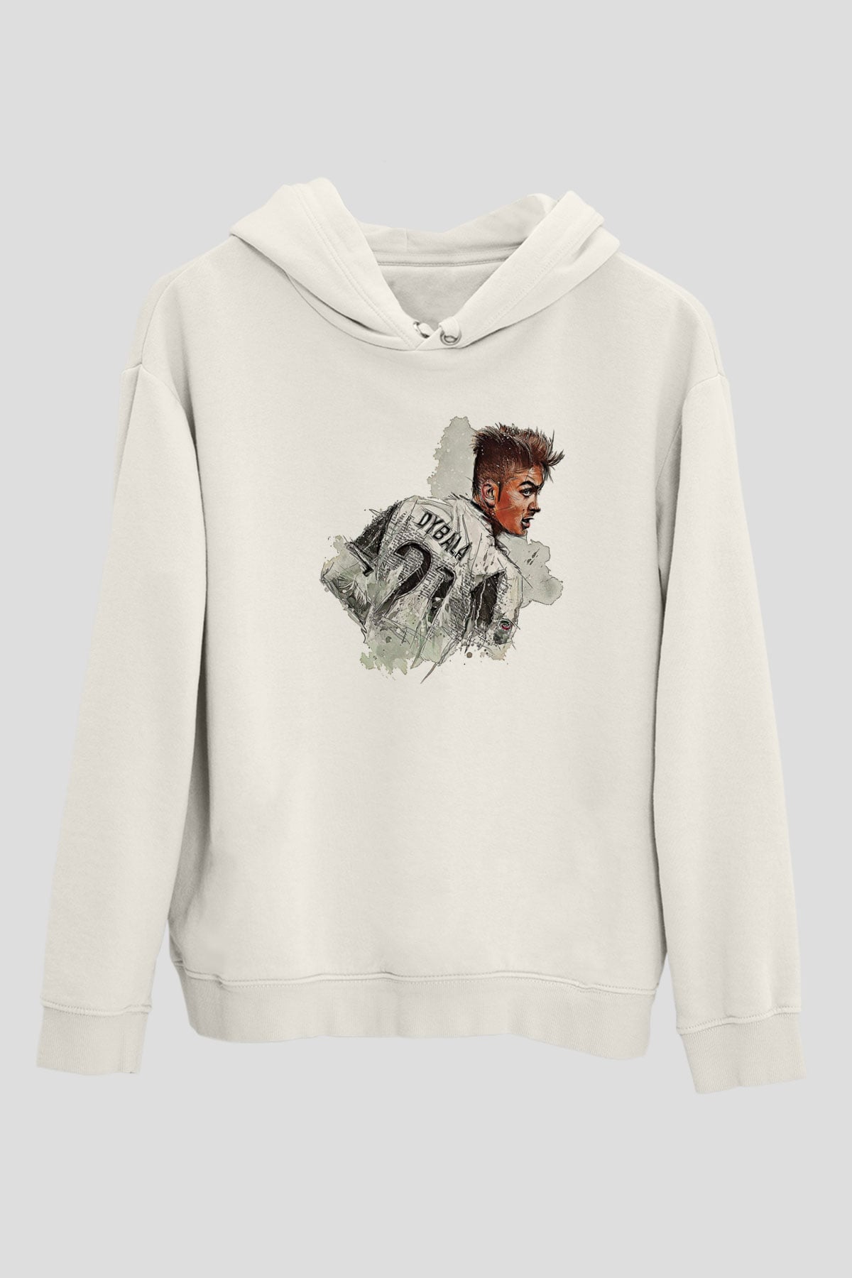 Paulo Dybala Baskılı Beyaz Unisex Kapüşonlu Sweatshirt