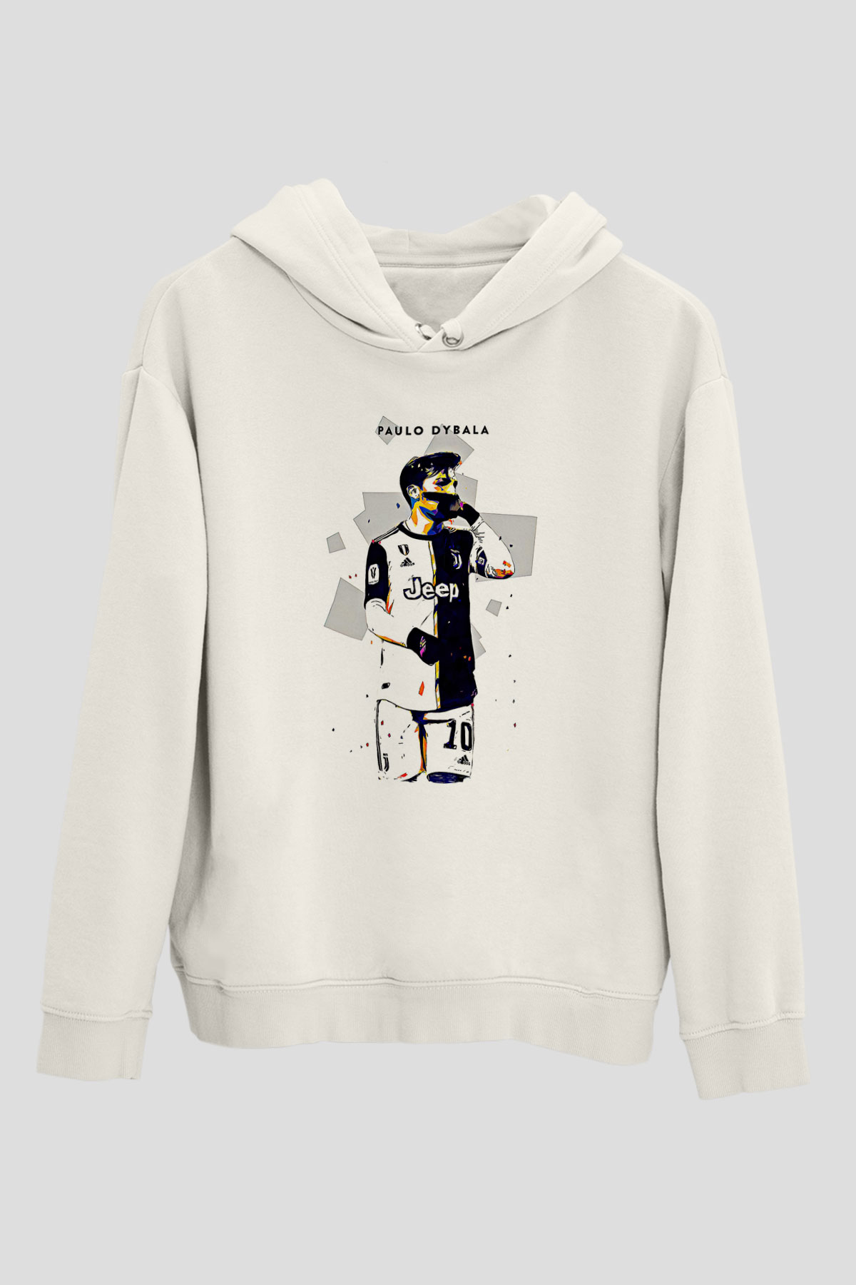 Paulo Dybala Baskılı Beyaz Unisex Kapüşonlu Sweatshirt
