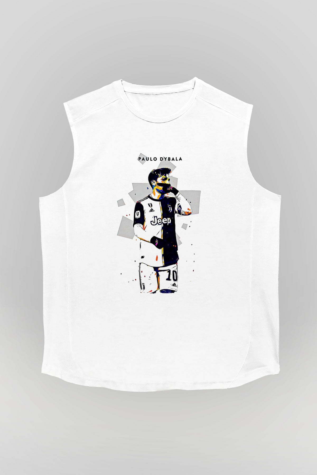 Paulo Dybala Baskılı Beyaz Unisex Kolsuz Tişört - Tshirt