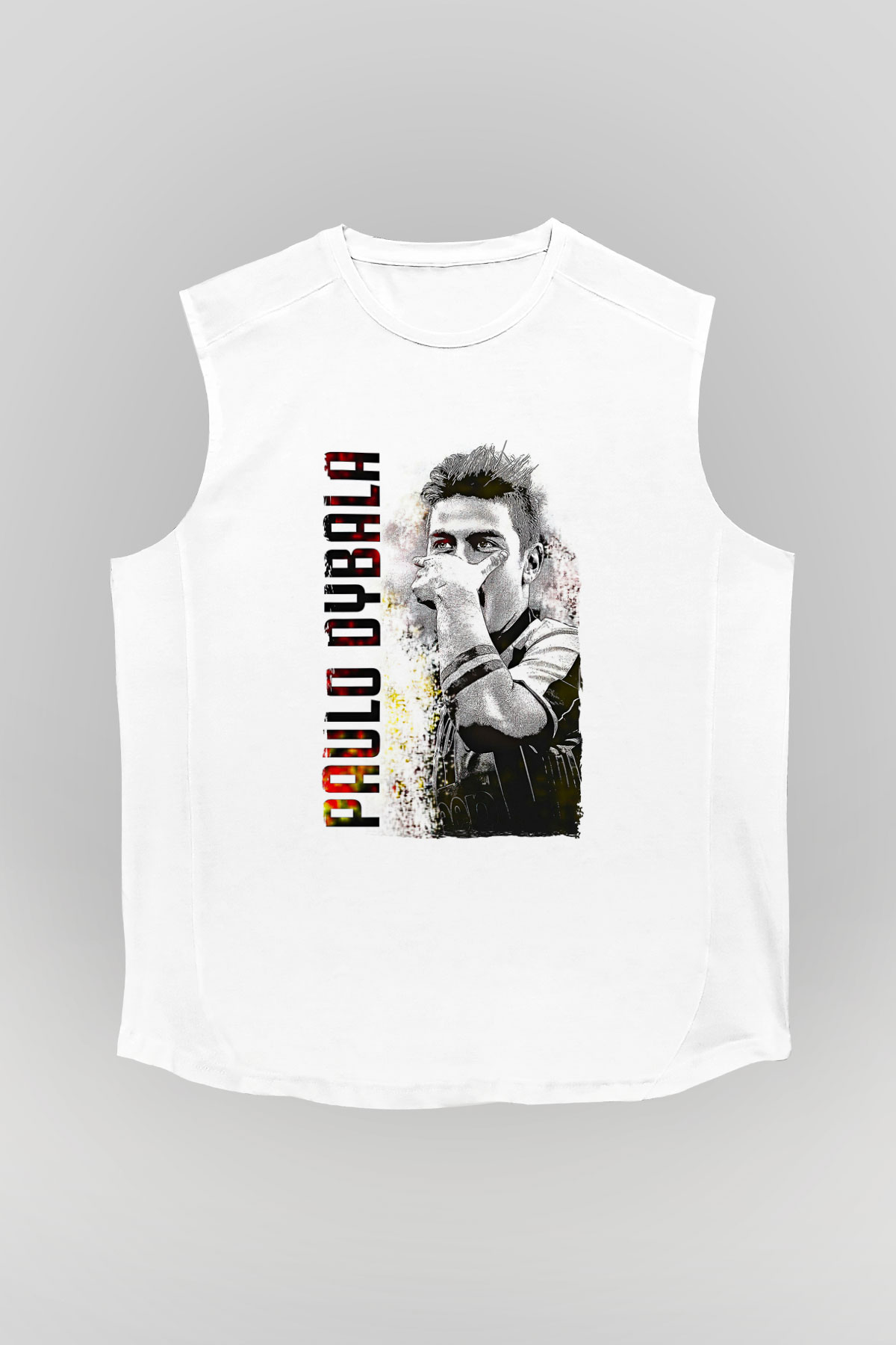 Paulo Dybala Baskılı Beyaz Unisex Kolsuz Tişört - Tshirt