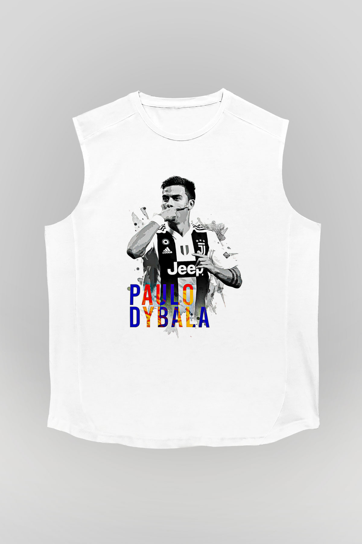 Paulo Dybala Baskılı Beyaz Unisex Kolsuz Tişört - Tshirt