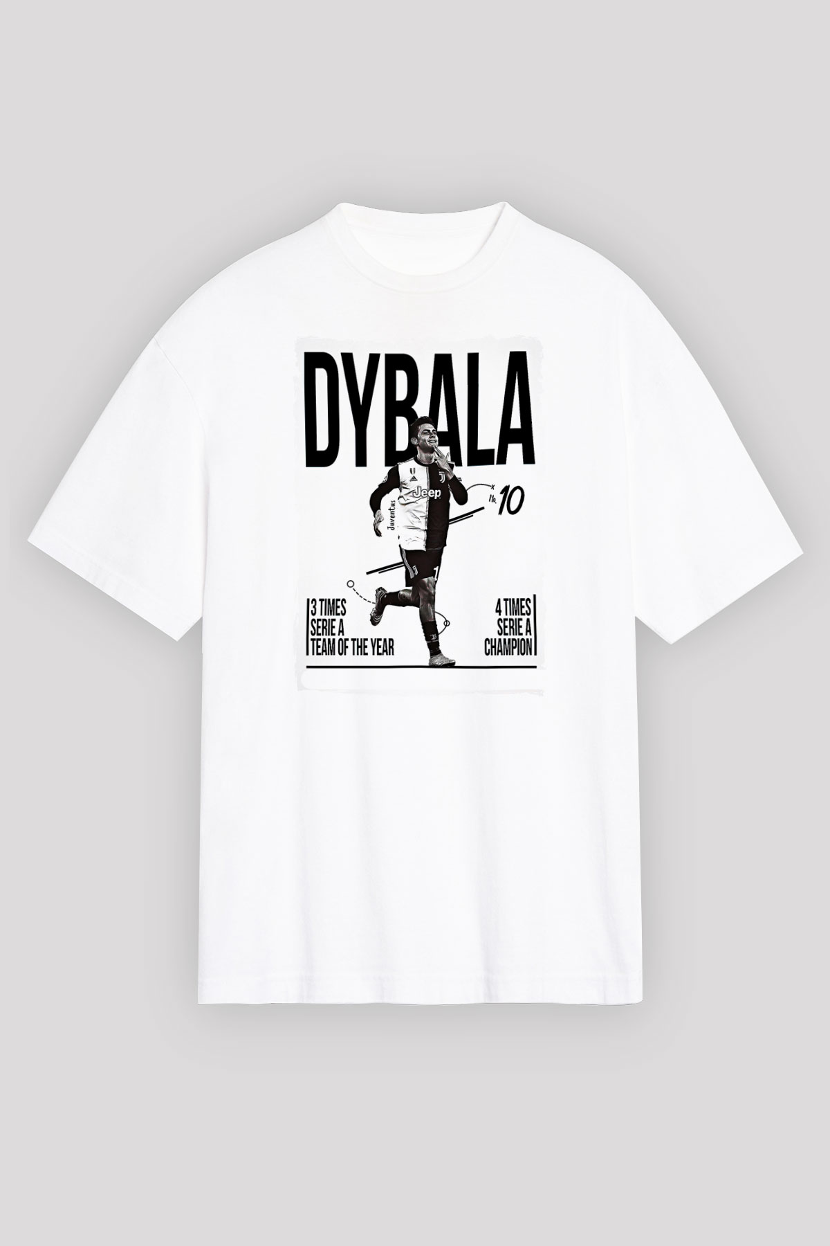 Paulo Dybala Baskılı Beyaz Unisex Oversize Tişört - Tshirt