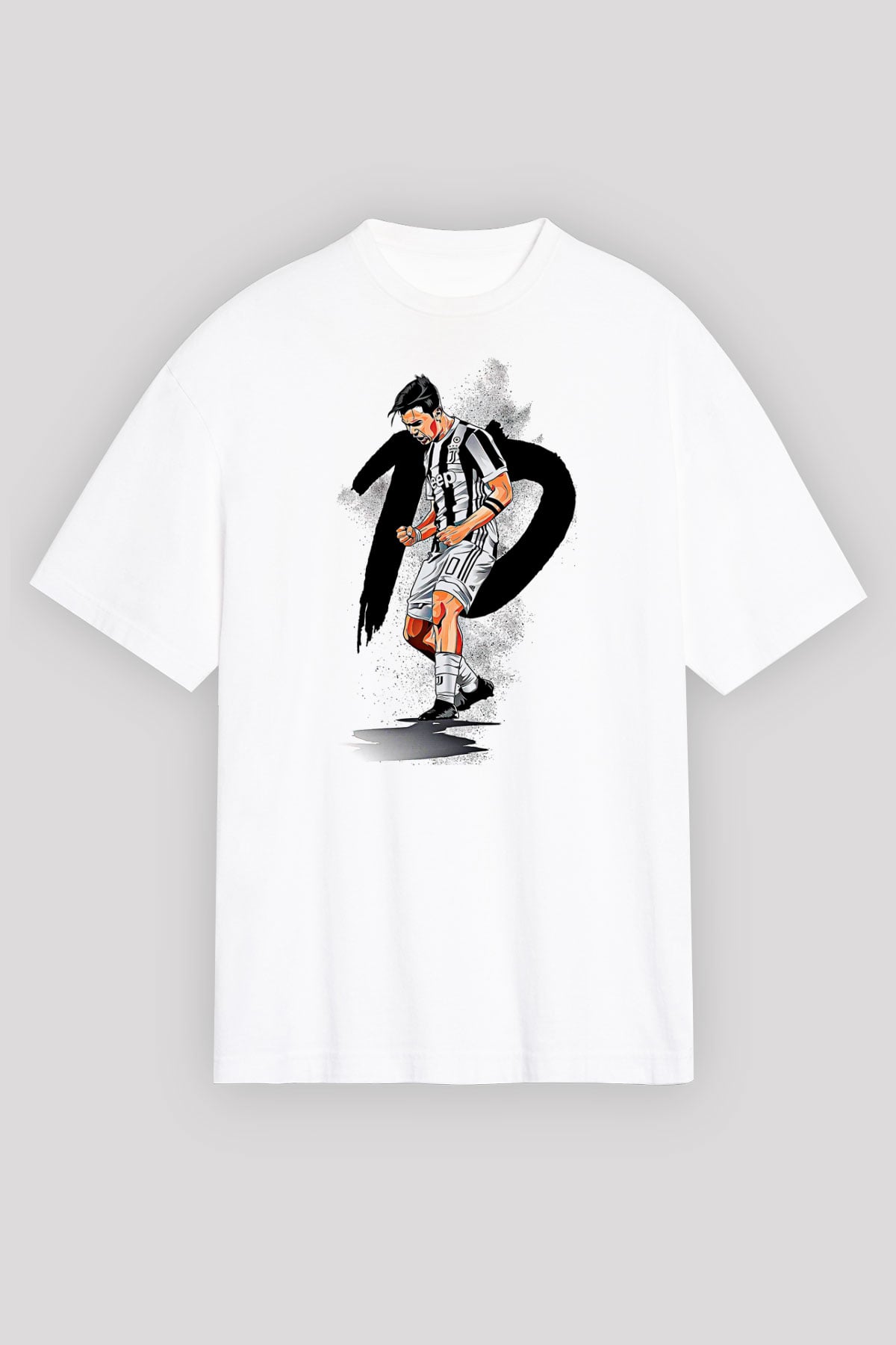 Paulo Dybala Baskılı Beyaz Unisex Oversize Tişört - Tshirt