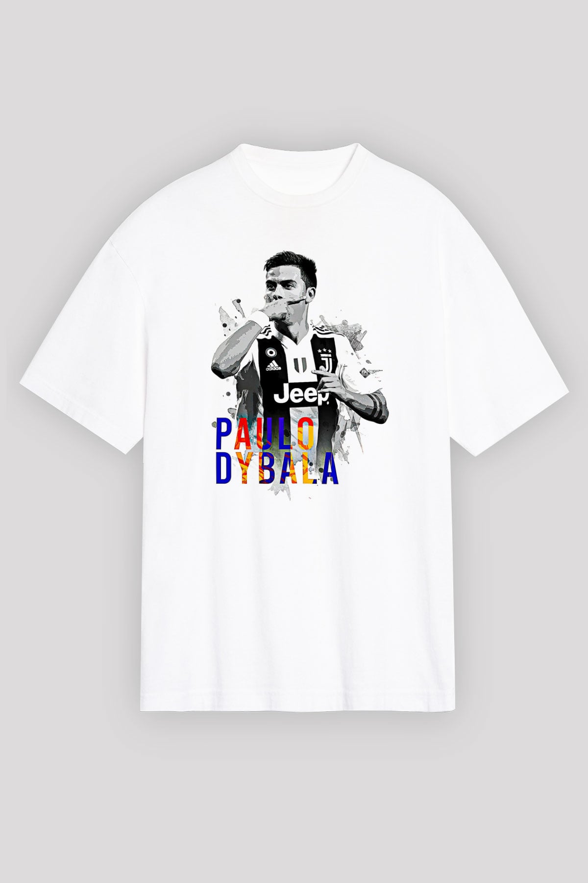 Paulo Dybala Baskılı Beyaz Unisex Oversize Tişört - Tshirt