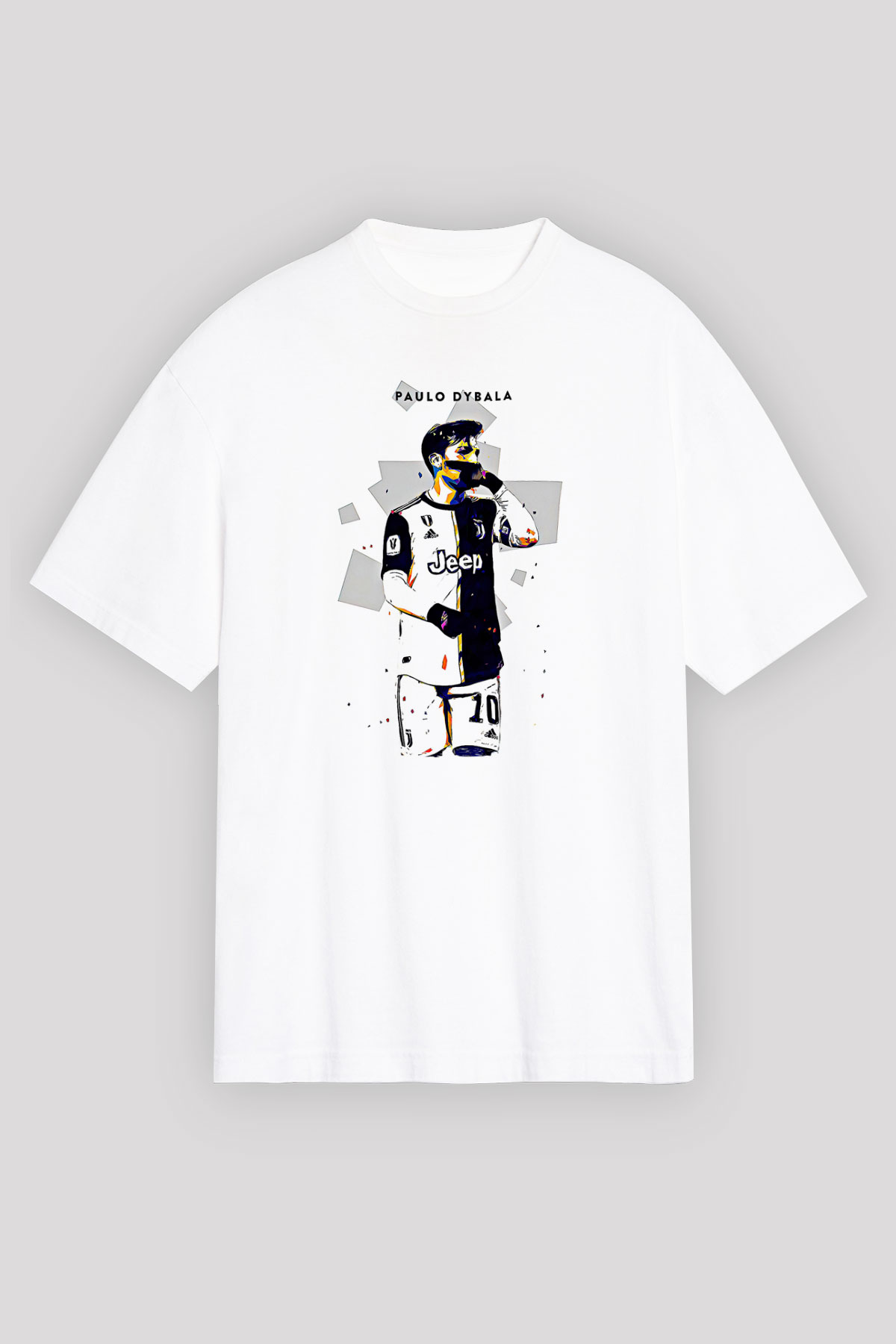 Paulo Dybala Baskılı Beyaz Unisex Oversize Tişört - Tshirt