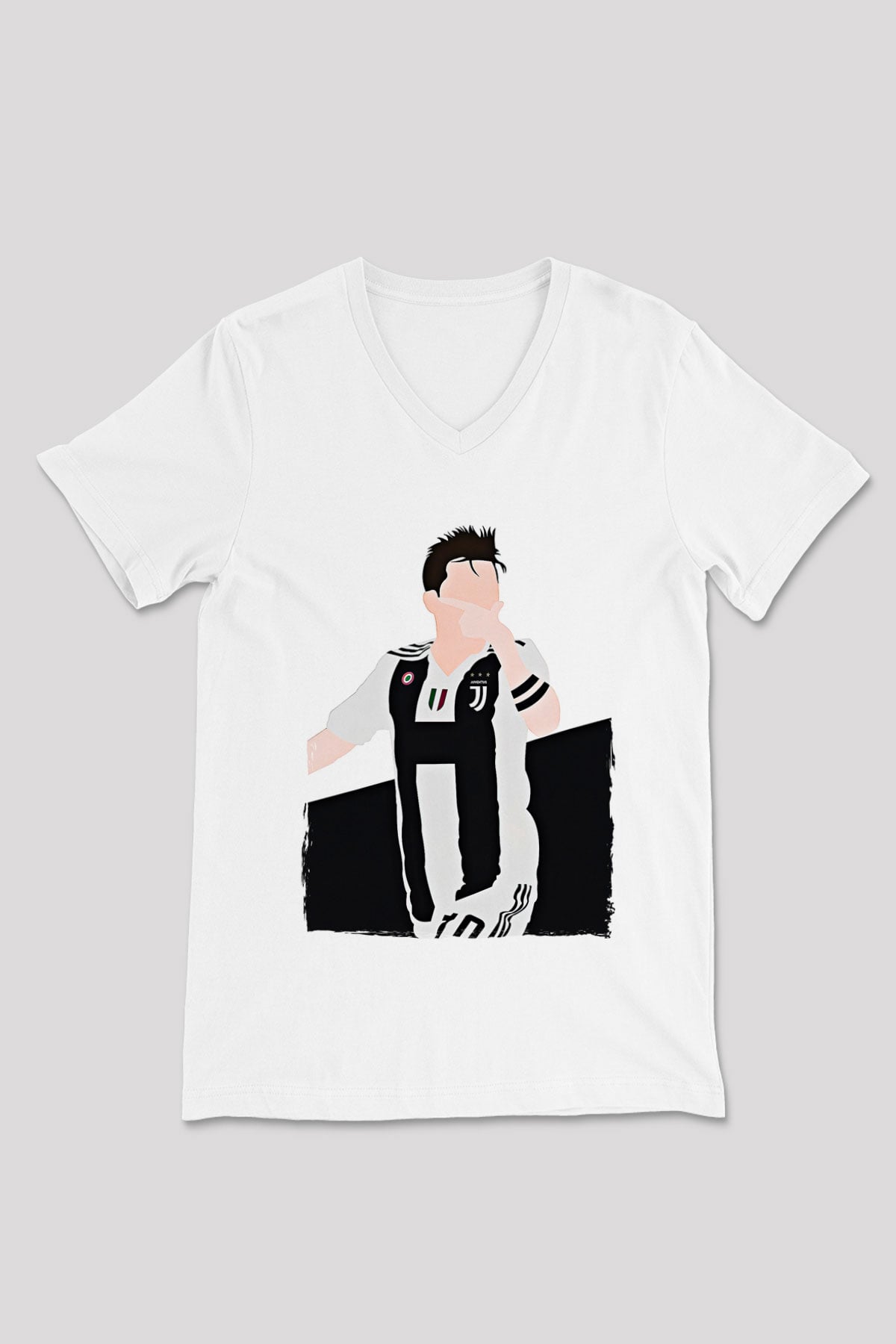 Paulo Dybala Baskılı Beyaz Unisex V Yaka Tişört - Tshirt