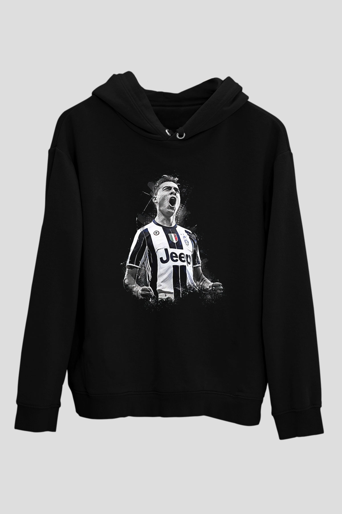 Paulo Dybala Baskılı Unisex Siyah Kapüşonlu Sweatshirt