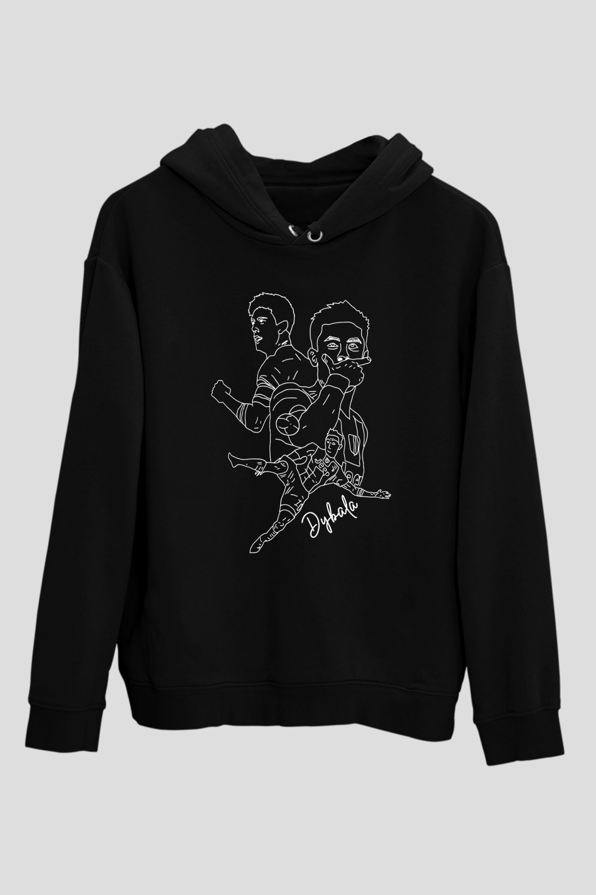Paulo Dybala Baskılı Unisex Siyah Kapüşonlu Sweatshirt
