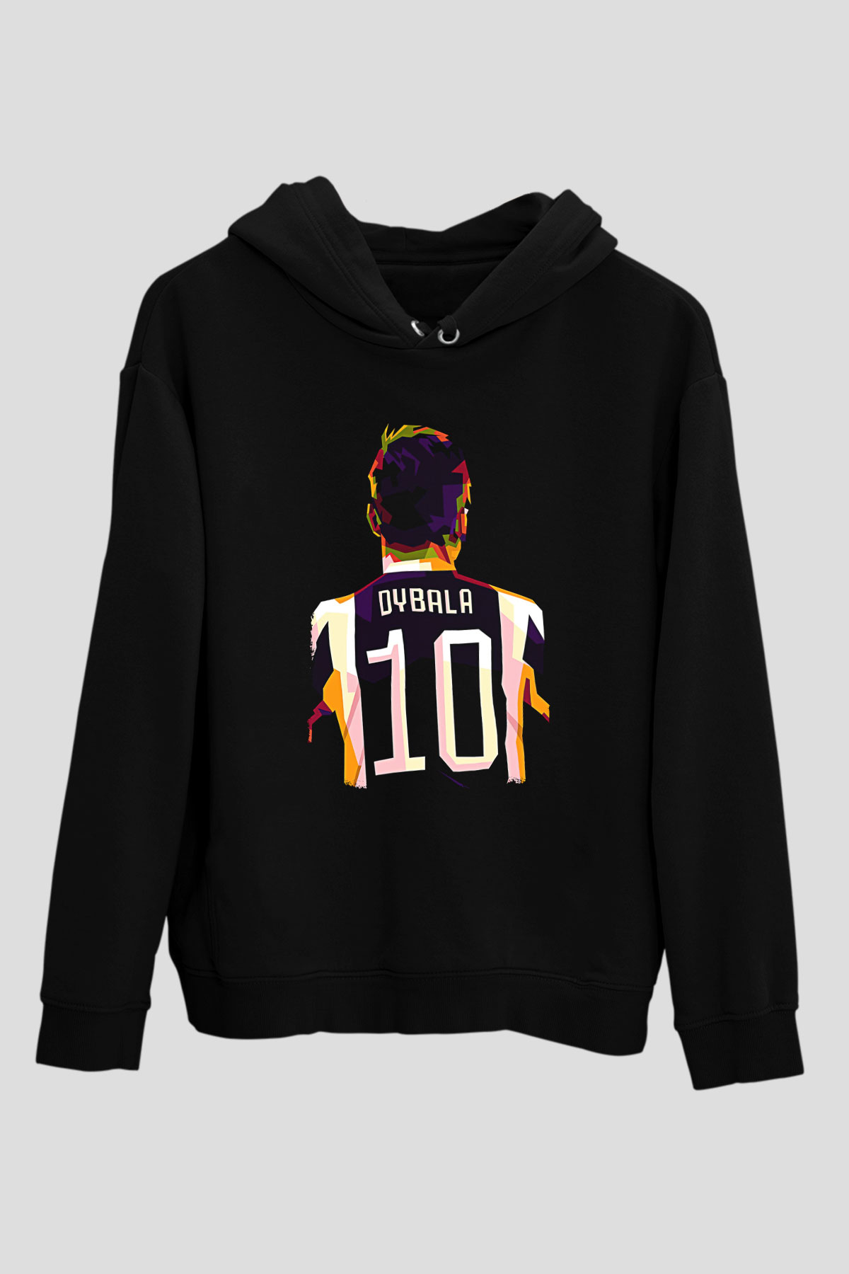 Paulo Dybala Baskılı Unisex Siyah Kapüşonlu Sweatshirt
