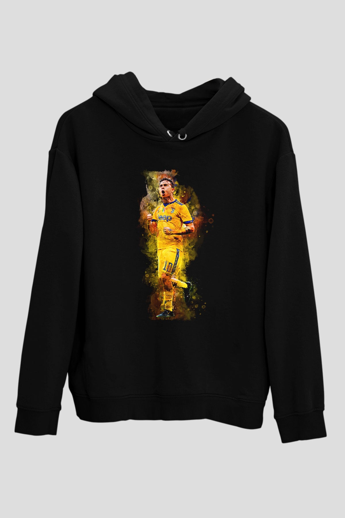 Paulo Dybala Baskılı Unisex Siyah Kapüşonlu Sweatshirt