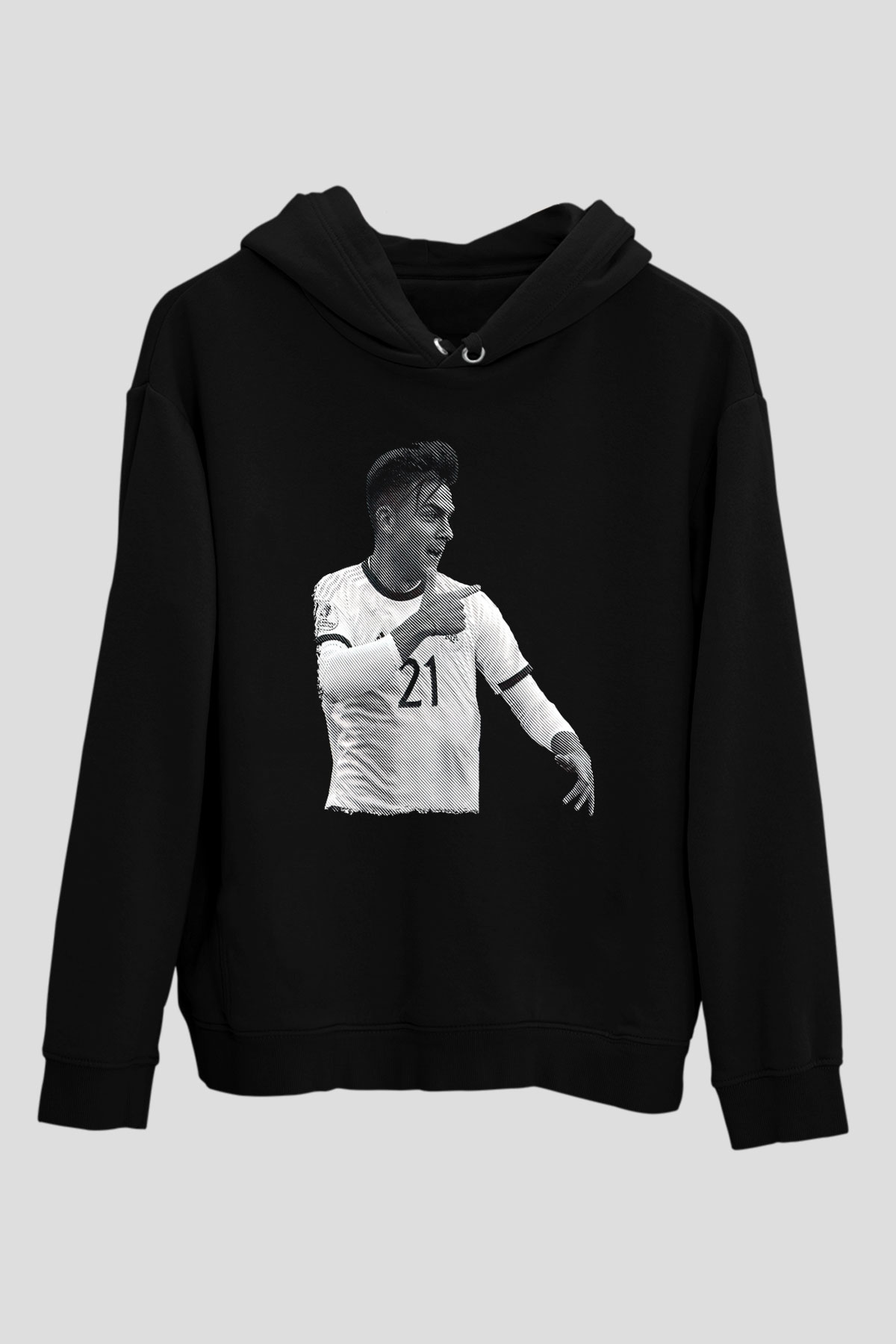 Paulo Dybala Baskılı Unisex Siyah Kapüşonlu Sweatshirt