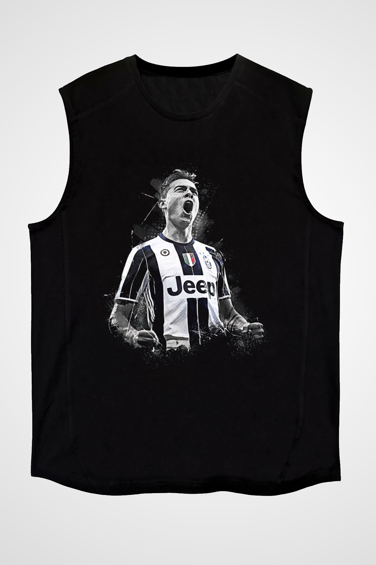Paulo Dybala Baskılı Unisex Siyah Kolsuz Tişört - Tshirt