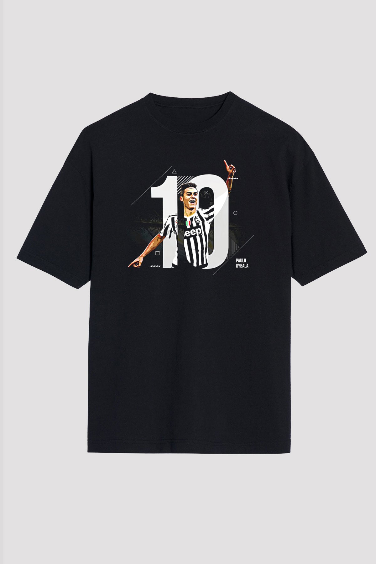 Paulo Dybala Baskılı Unisex Siyah Oversize Tişört - Tshirt