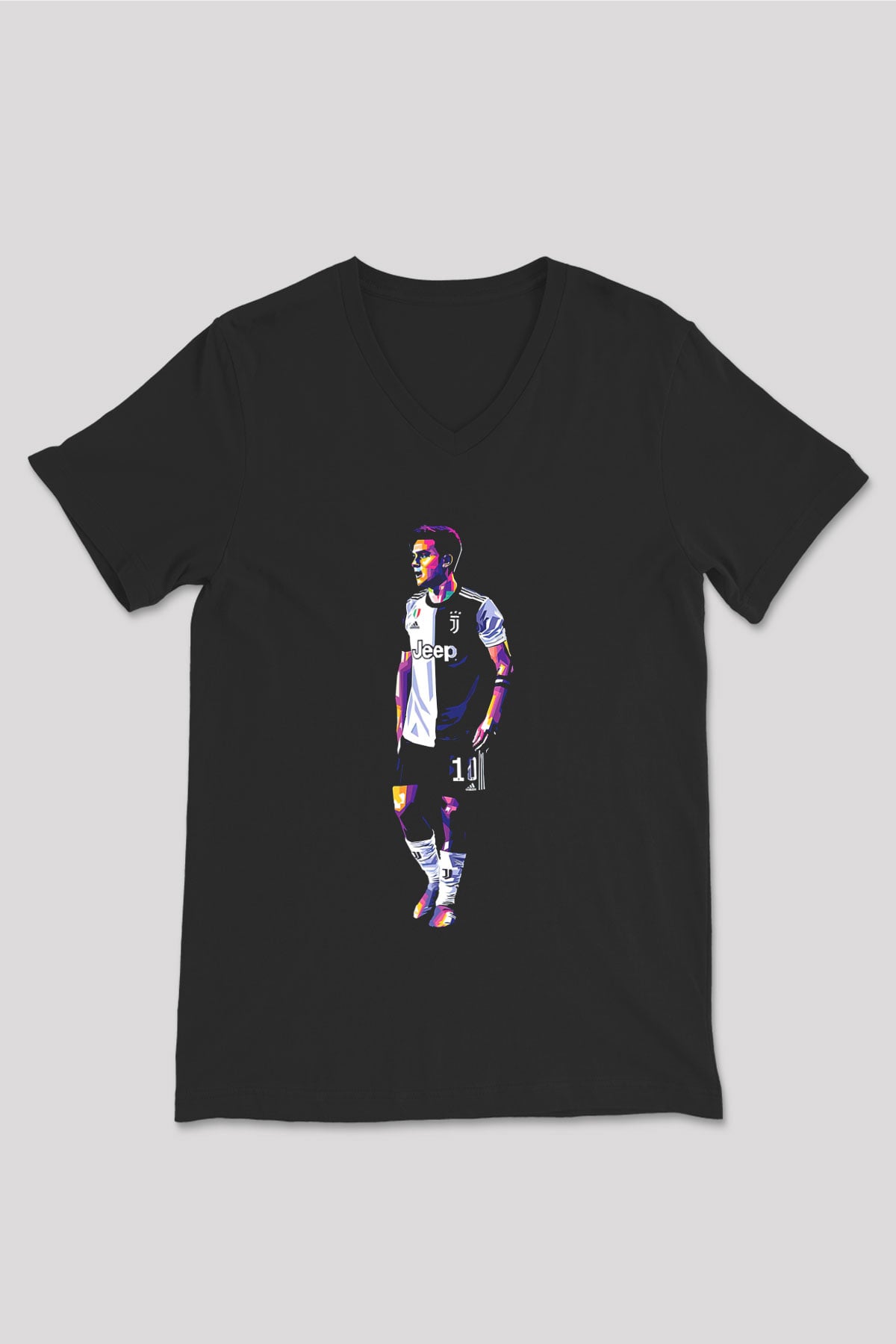 Paulo Dybala Baskılı Unisex Siyah V Yaka Tişört - Tshirt