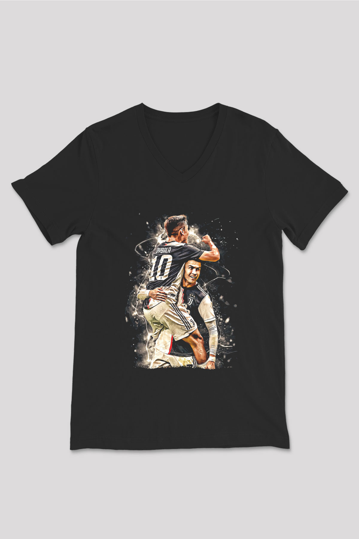 Paulo Dybala Baskılı Unisex Siyah V Yaka Tişört - Tshirt