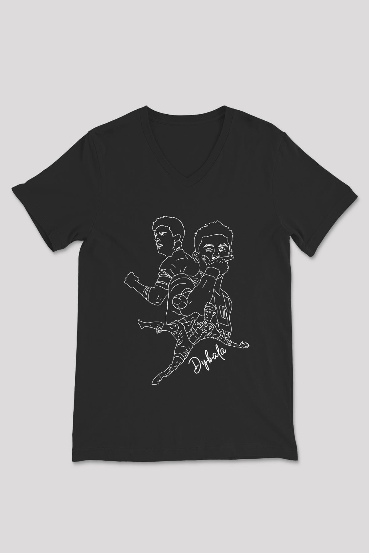 Paulo Dybala Baskılı Unisex Siyah V Yaka Tişört - Tshirt