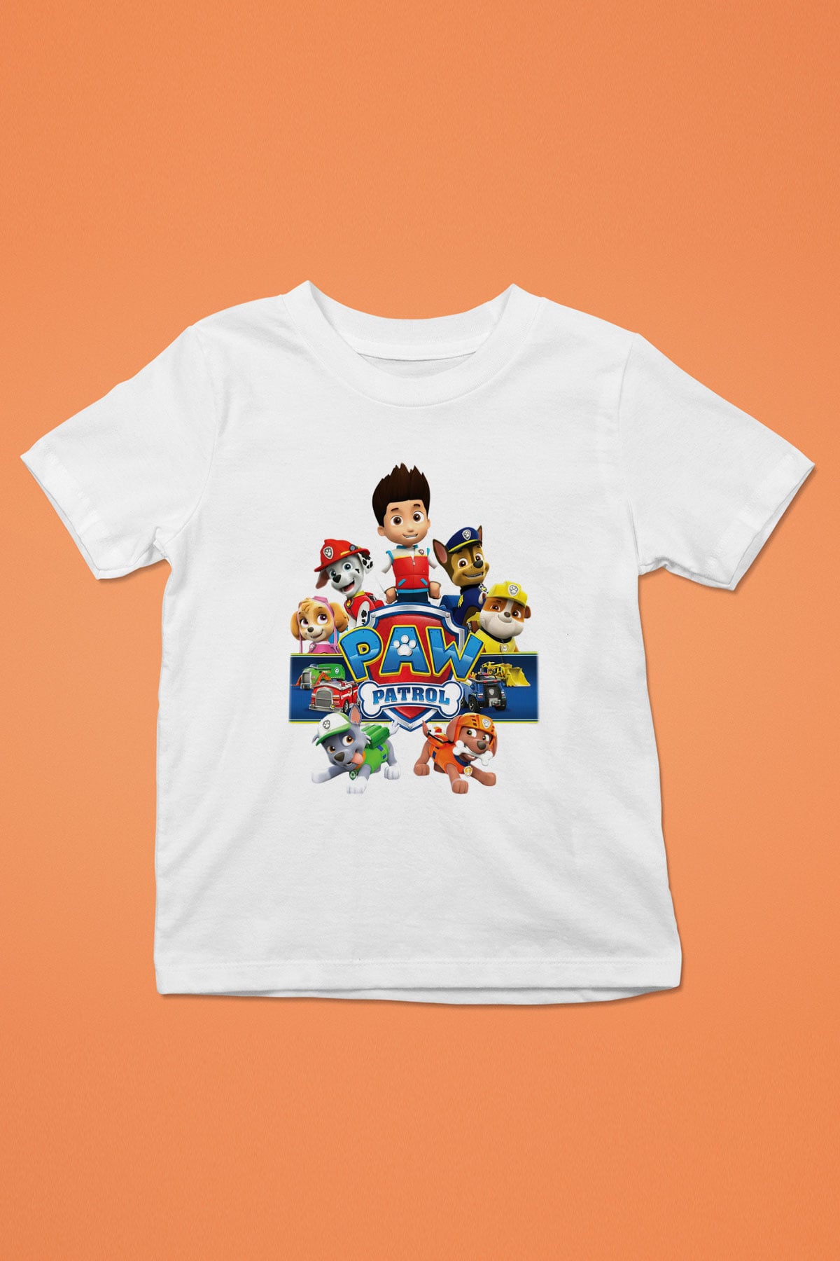 Paw Patrol Baskılı Beyaz Unisex Çocuk Tişört