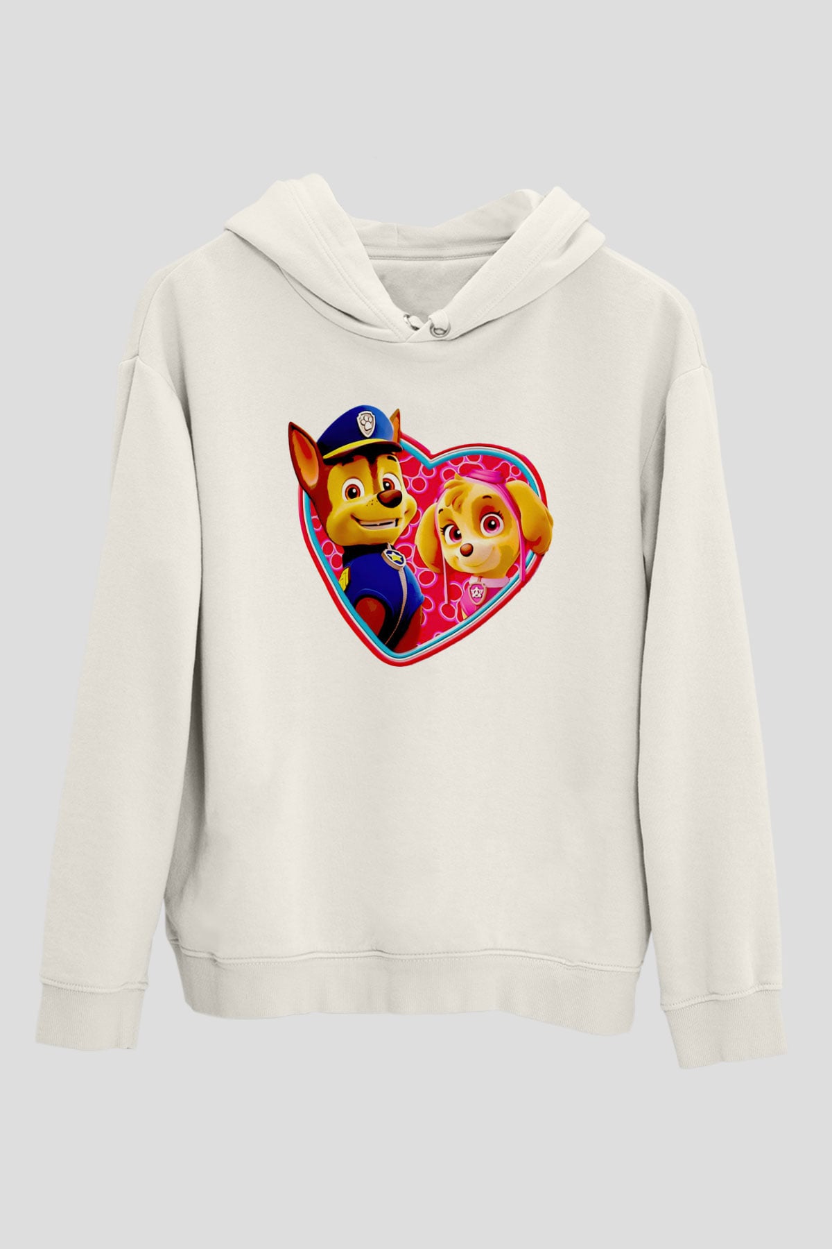 Paw Patrol Beyaz Unisex Kapşonlu Sweatshirt