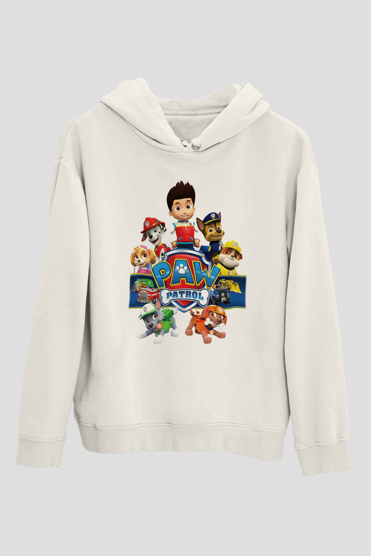 Paw Patrol Beyaz Unisex Kapşonlu Sweatshirt