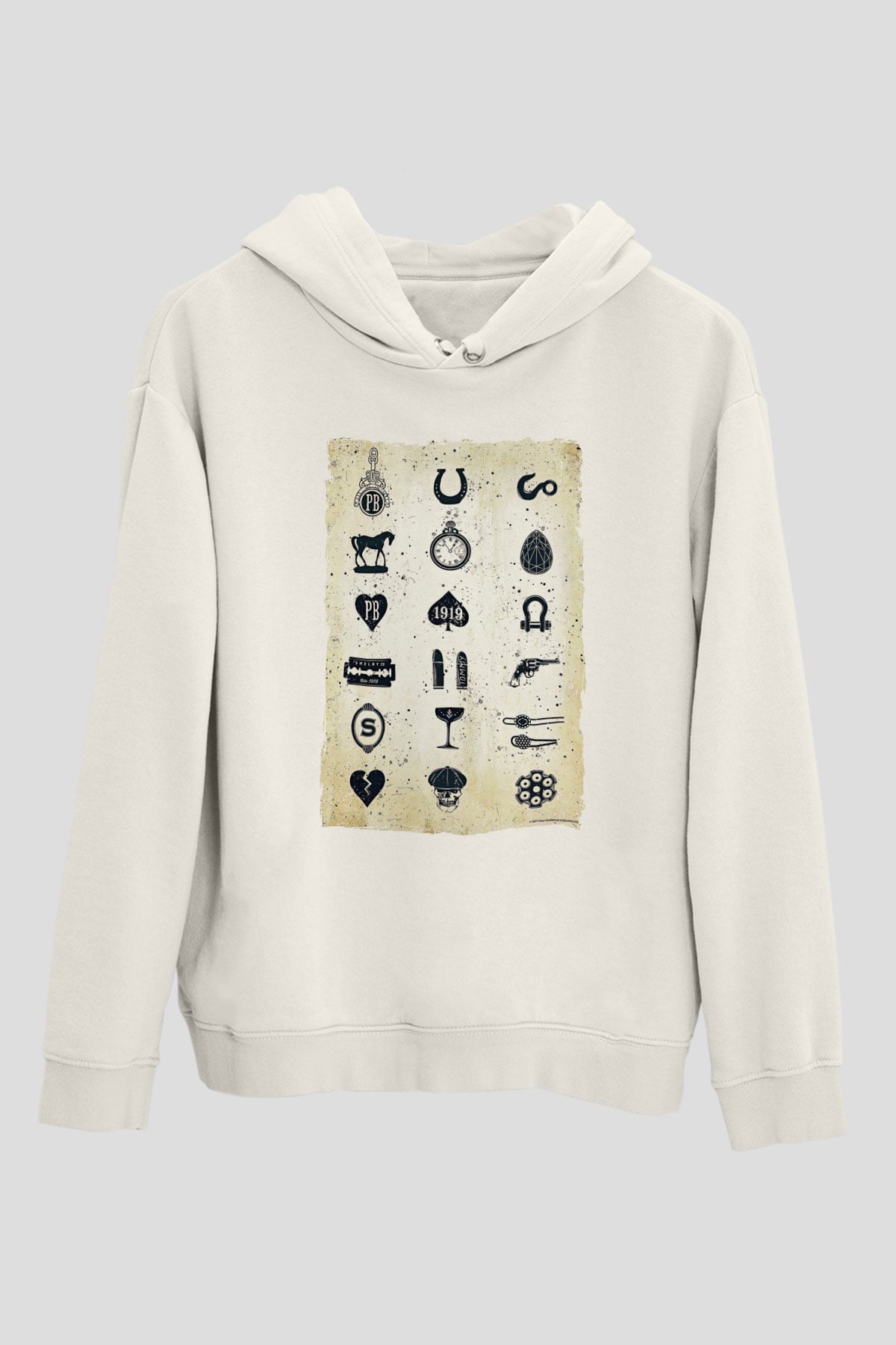 Peaky Blinders Baskılı Beyaz Unisex Hoodie