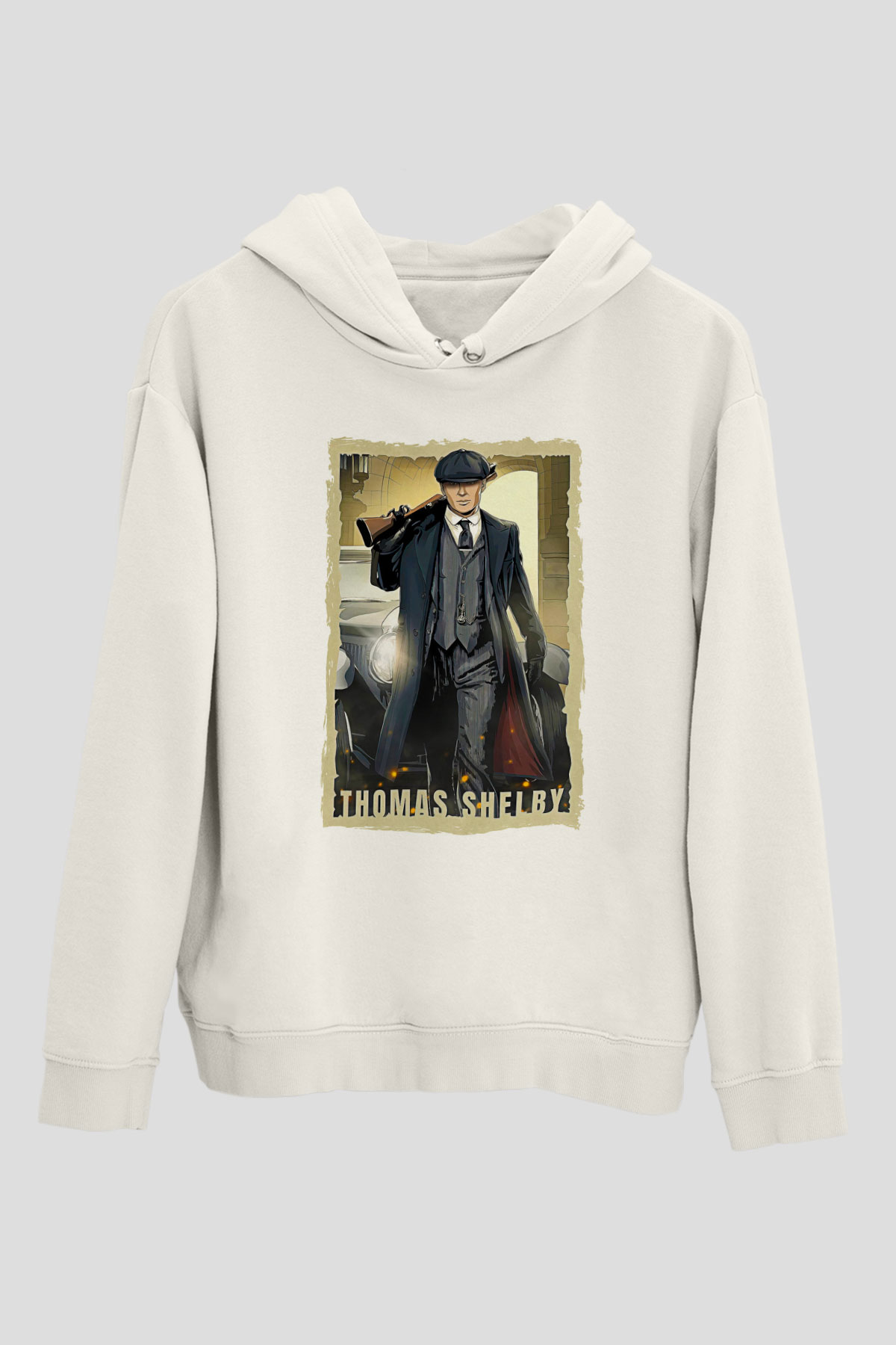 Peaky Blinders Baskılı Beyaz Unisex Hoodie