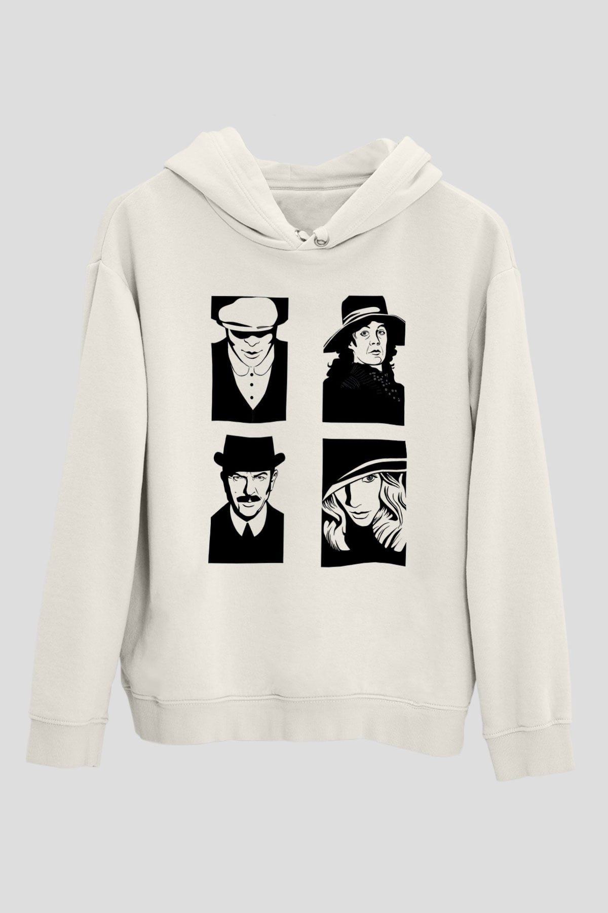 Peaky Blinders Baskılı Beyaz Unisex Hoodie