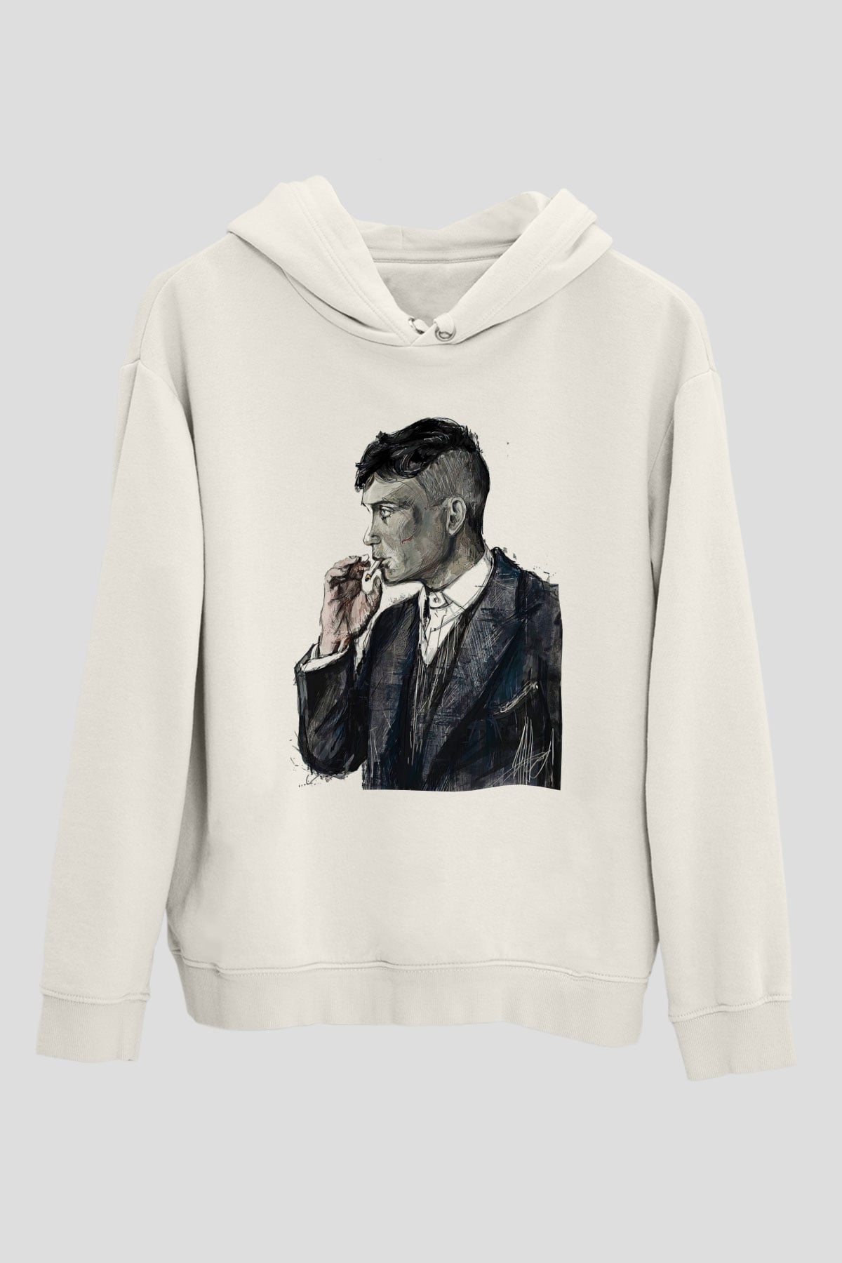 Peaky Blinders Baskılı Beyaz Unisex Hoodie