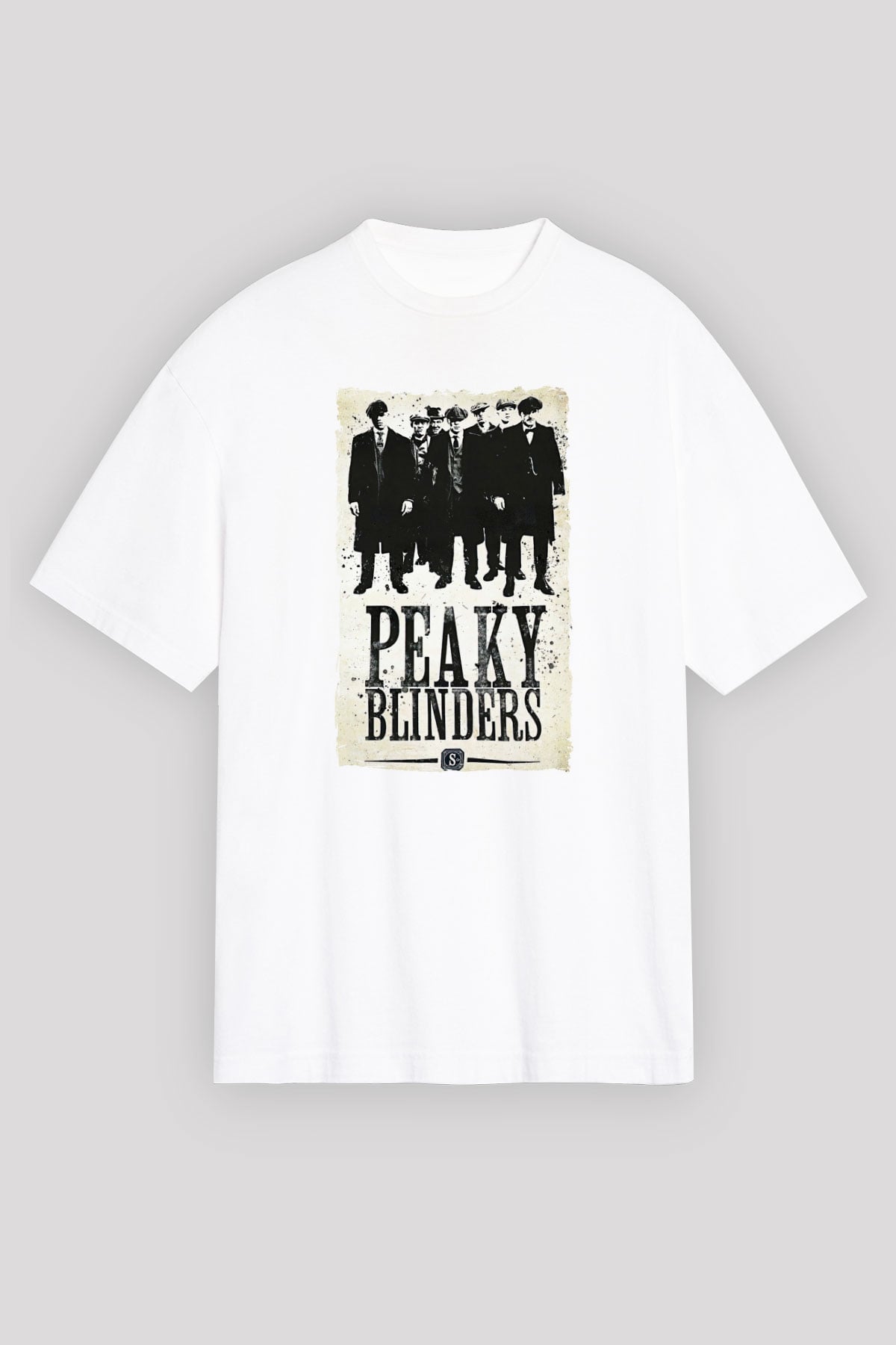 Peaky Blinders Baskılı Beyaz Unisex Oversize Tişört - Tshirt