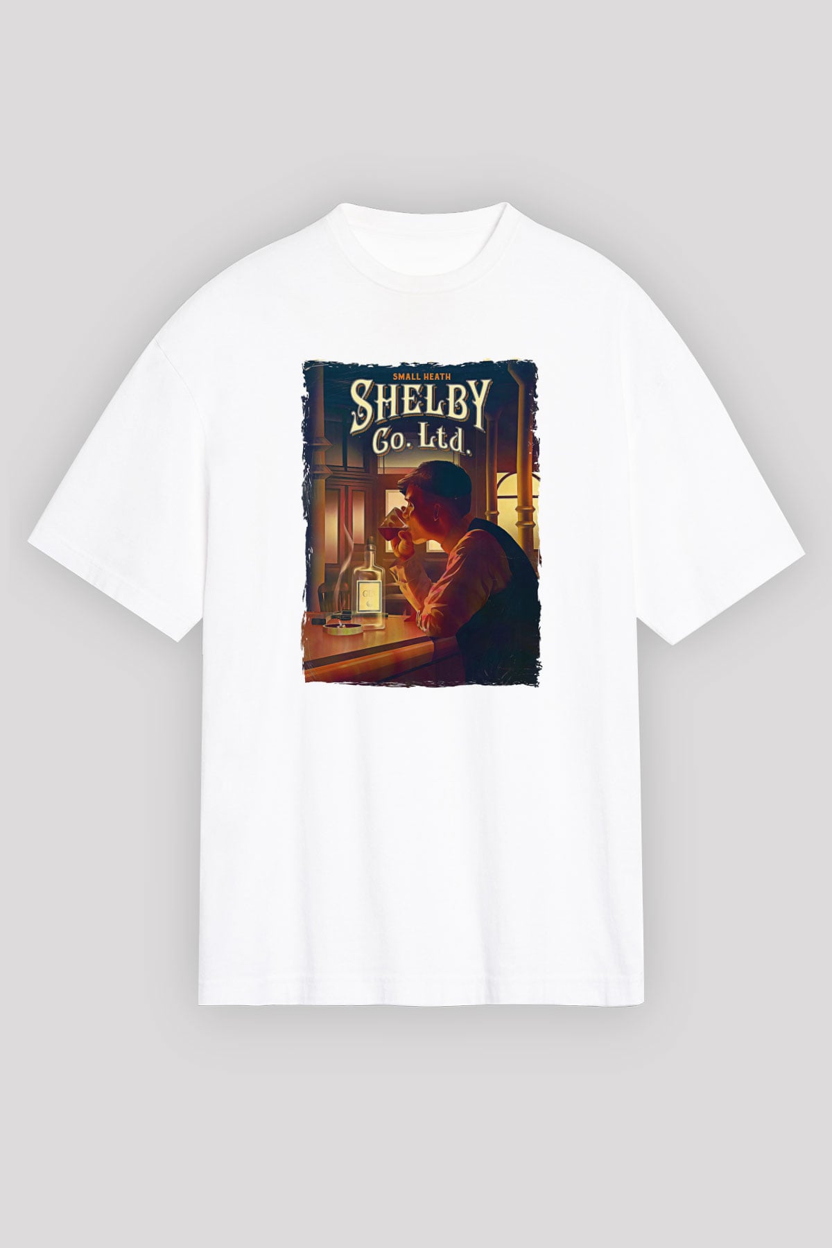Peaky Blinders Baskılı Beyaz Unisex Oversize Tişört - Tshirt