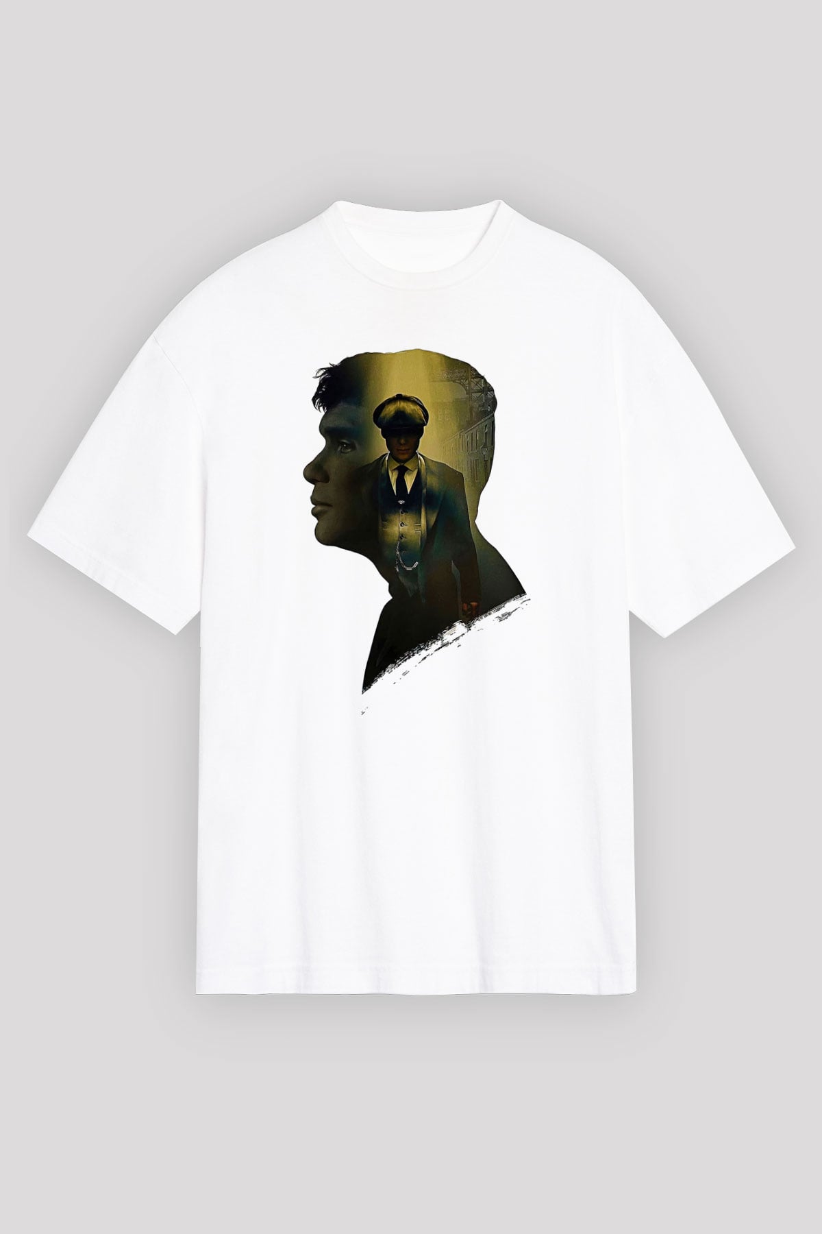 Peaky Blinders Baskılı Beyaz Unisex Oversize Tişört - Tshirt