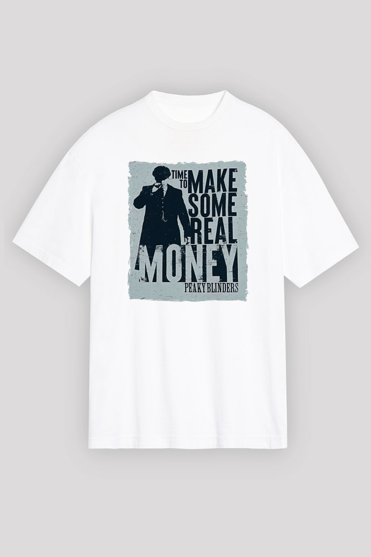 Peaky Blinders Baskılı Beyaz Unisex Oversize Tişört - Tshirt