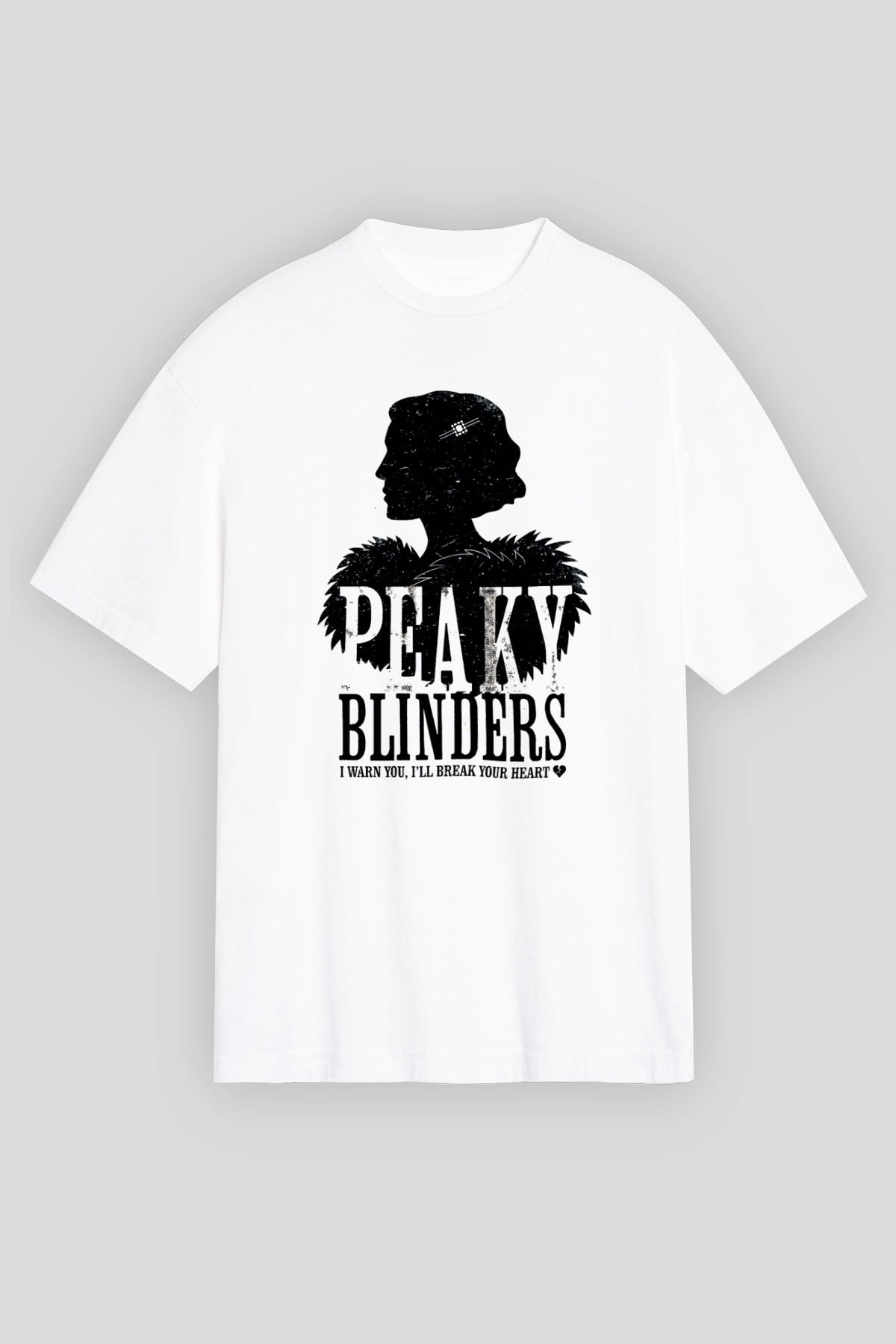 Peaky Blinders Baskılı Beyaz Unisex Oversize Tişört - Tshirt