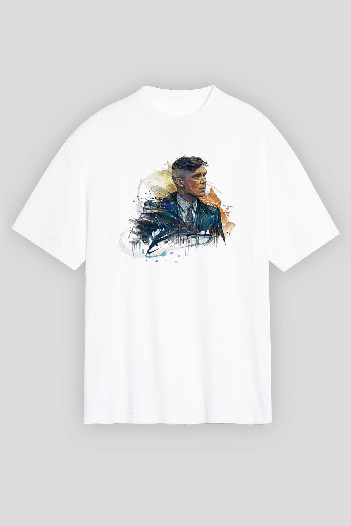 Peaky Blinders Baskılı Beyaz Unisex Oversize Tişört - Tshirt