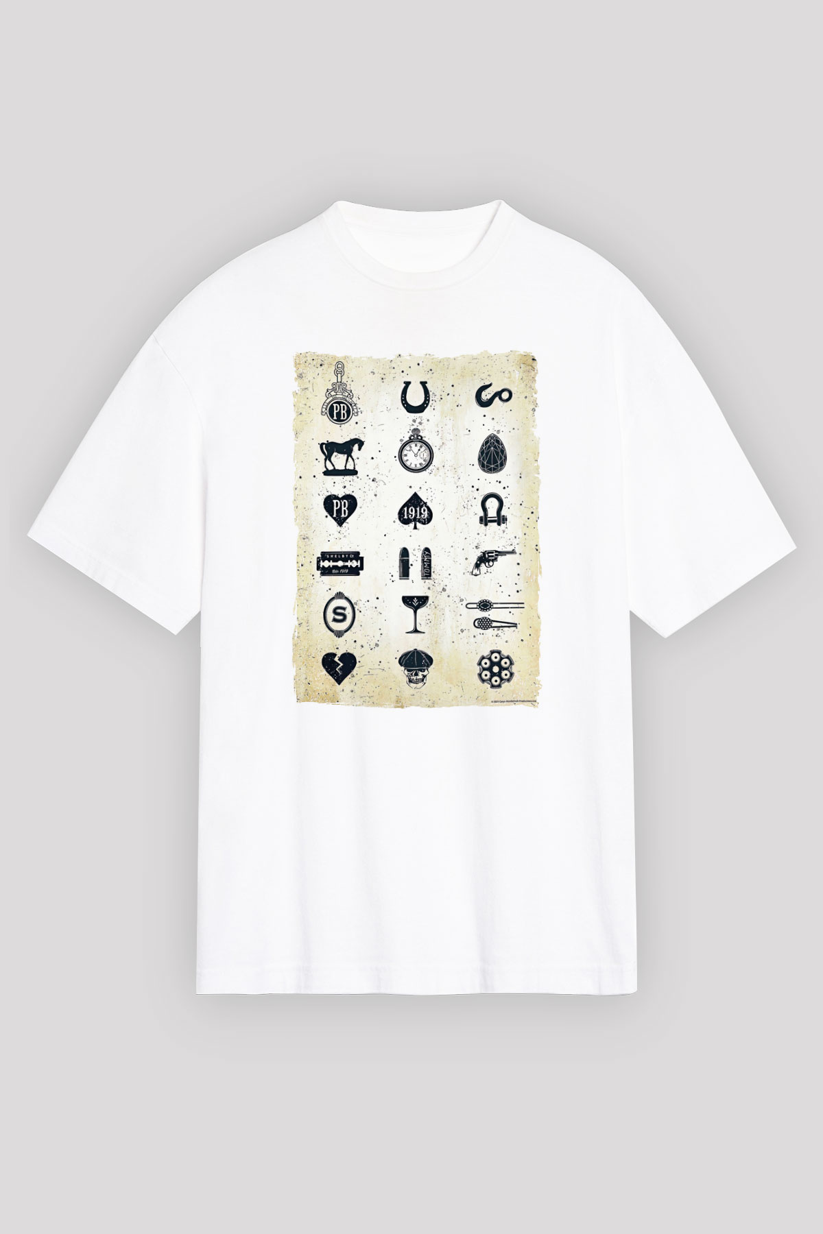 Peaky Blinders Baskılı Beyaz Unisex Oversize Tişört - Tshirt