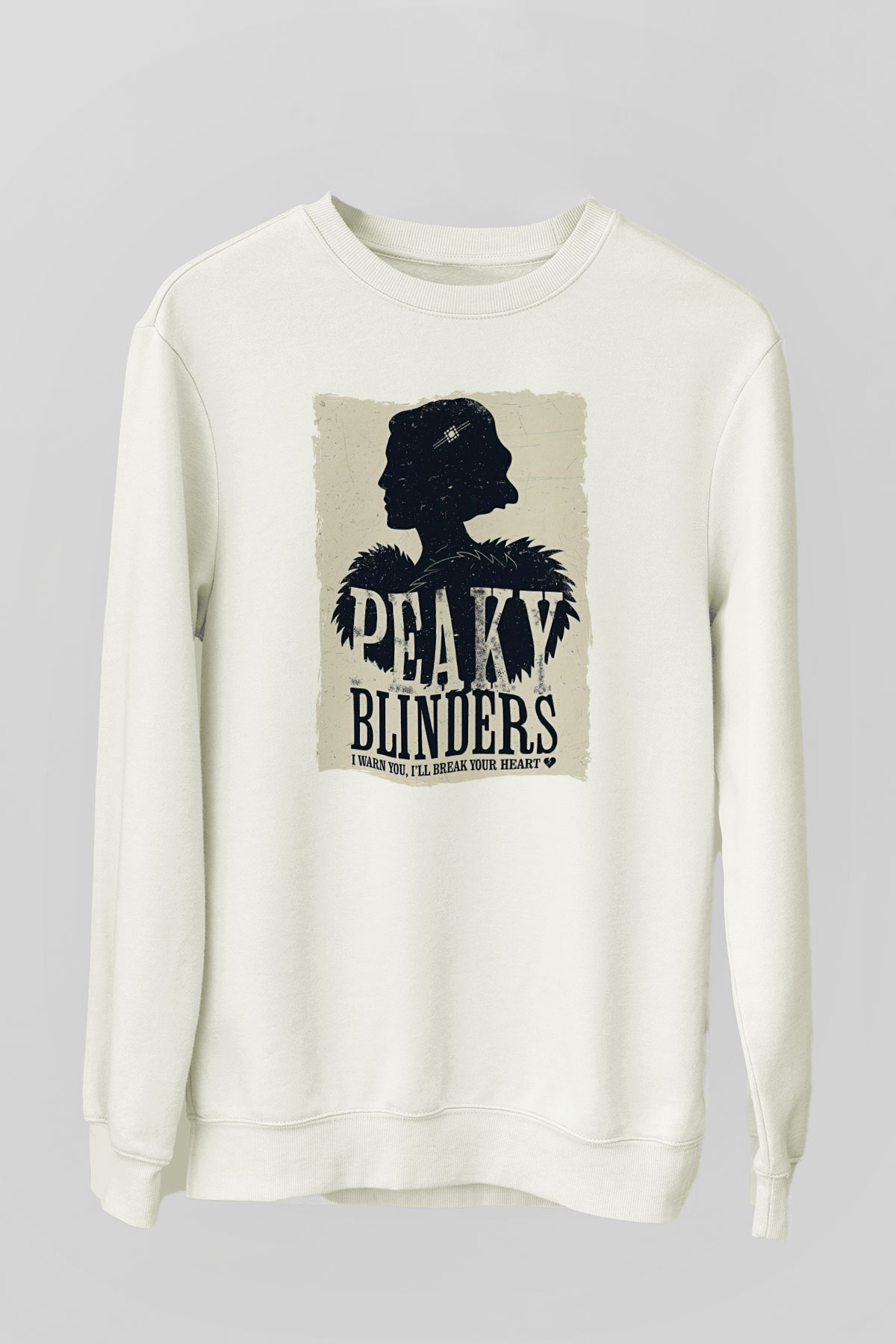 Peaky Blinders Baskılı Beyaz Unisex Sweatshirt