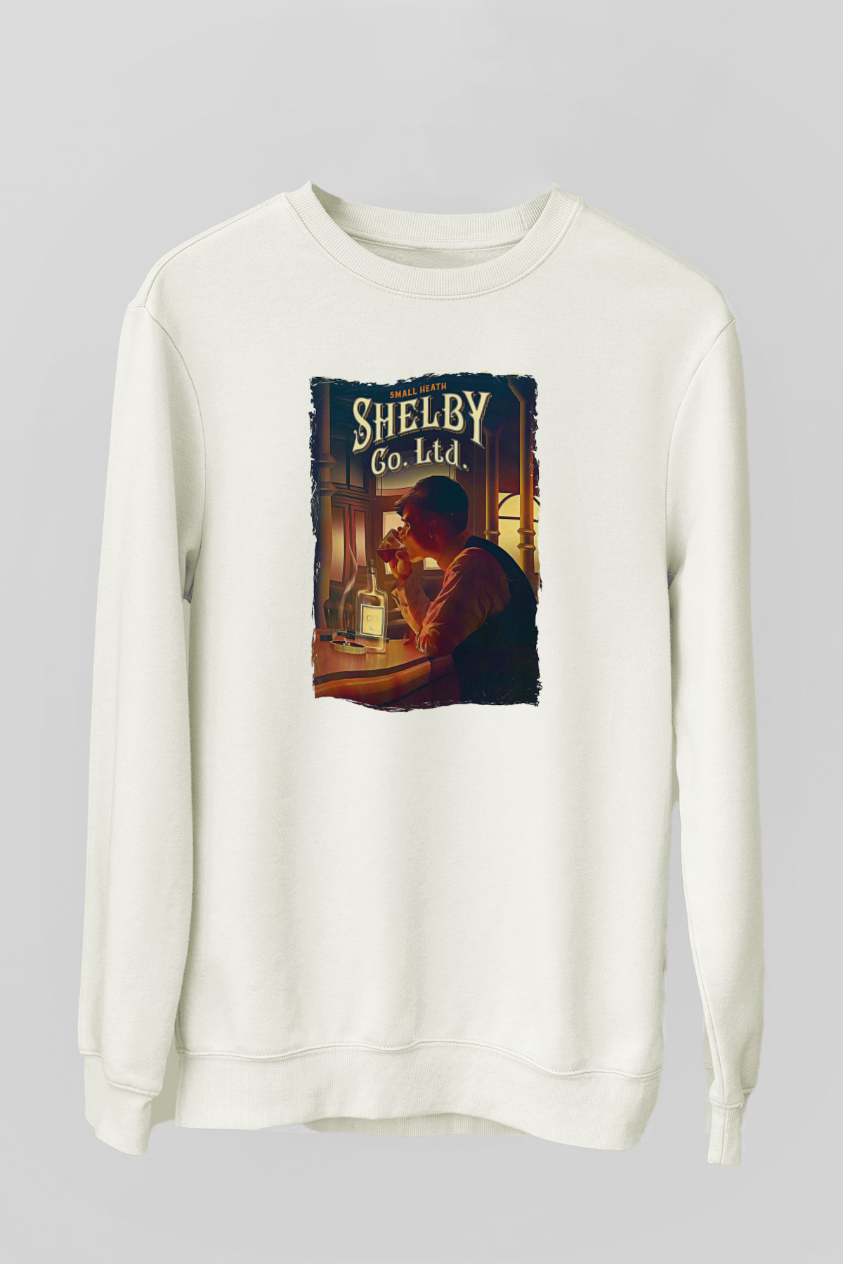 Peaky Blinders Baskılı Beyaz Unisex Sweatshirt