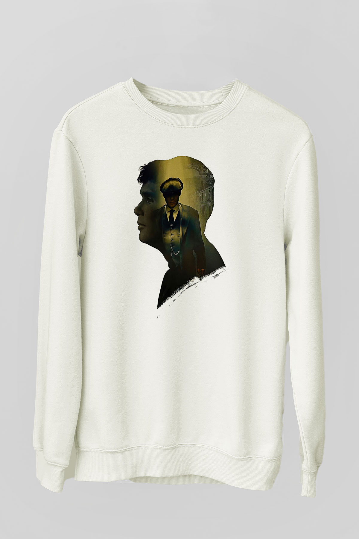 Peaky Blinders Baskılı Beyaz Unisex Sweatshirt