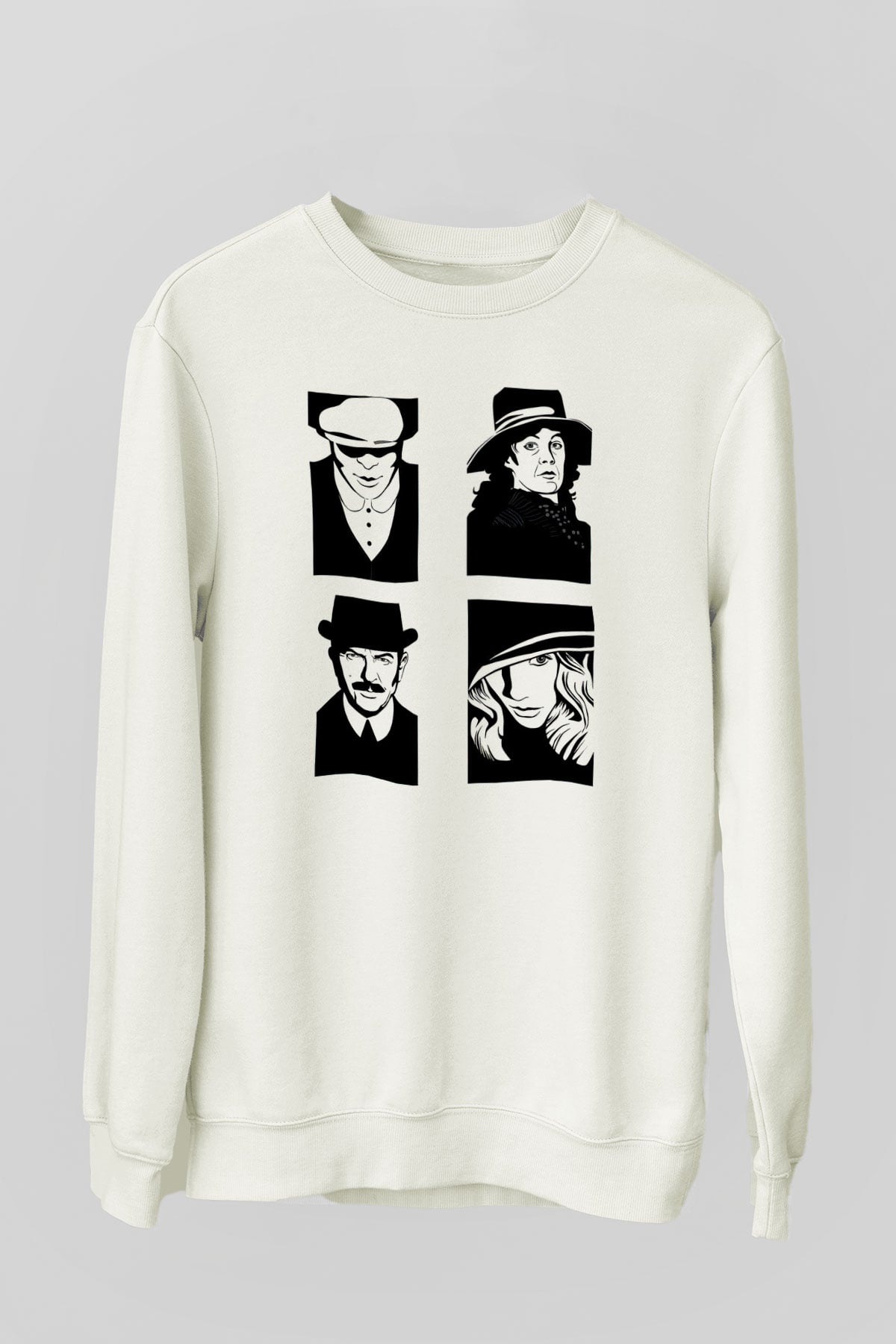 Peaky Blinders Baskılı Beyaz Unisex Sweatshirt