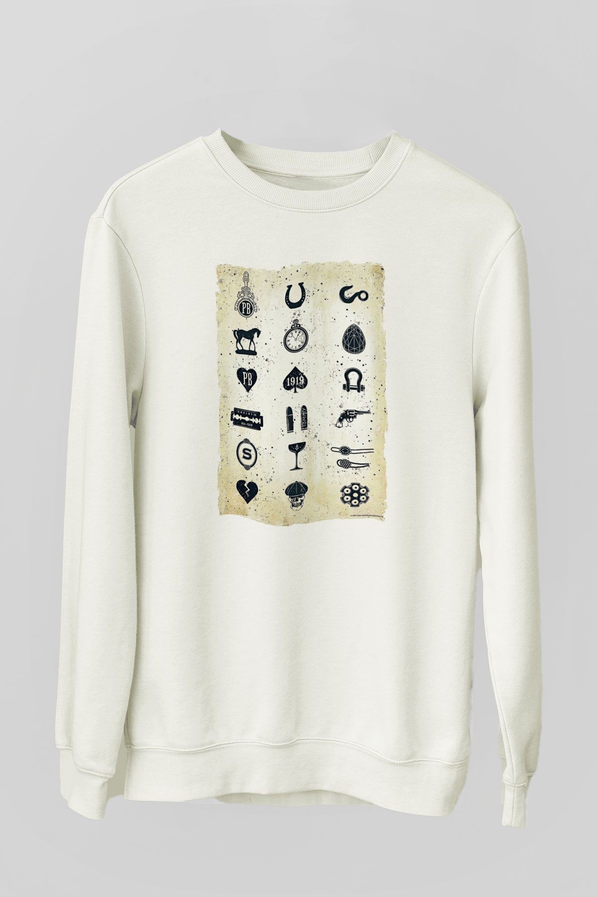 Peaky Blinders Baskılı Beyaz Unisex Sweatshirt